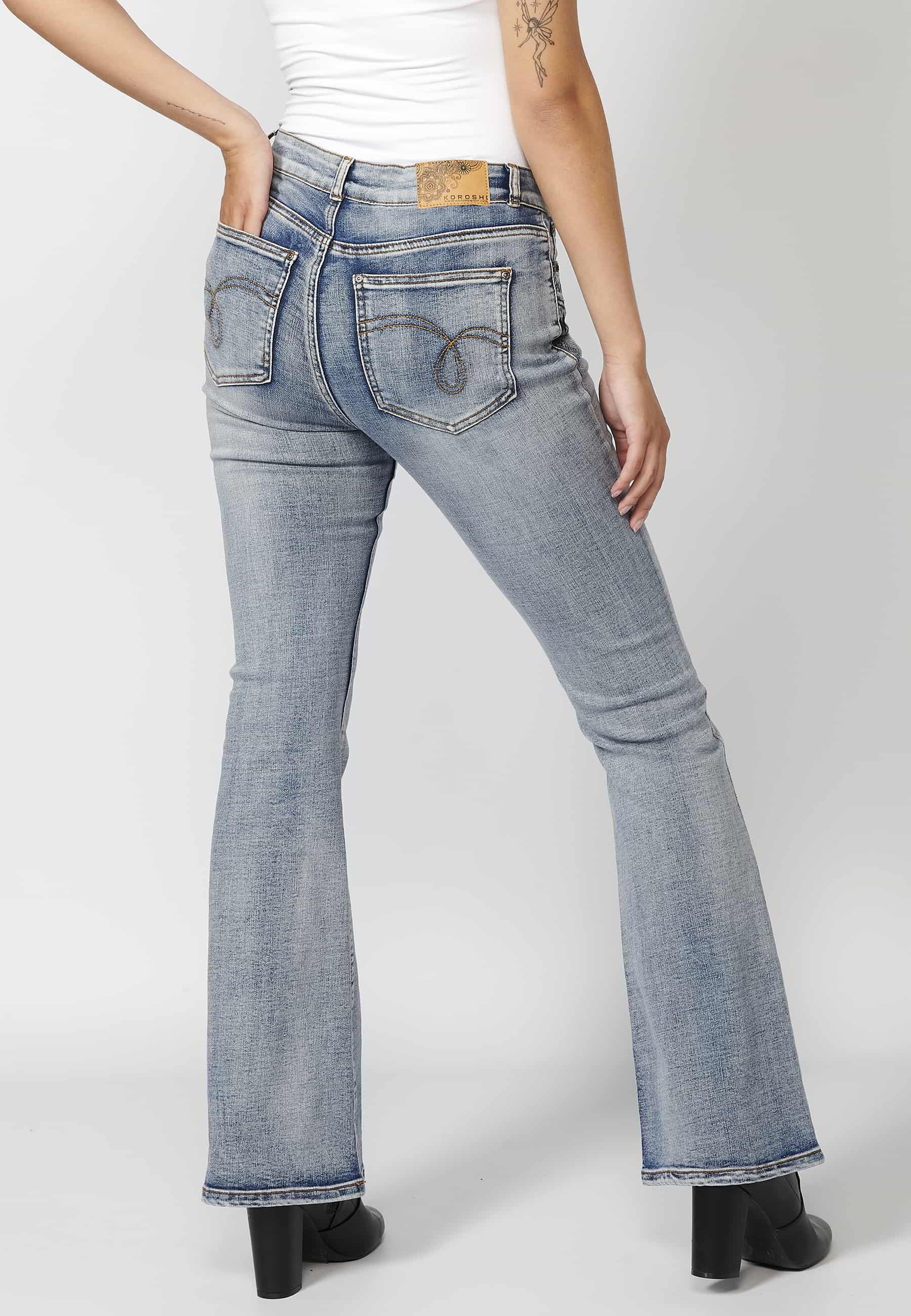 Pantalon évasé long bleu clair pour femme
