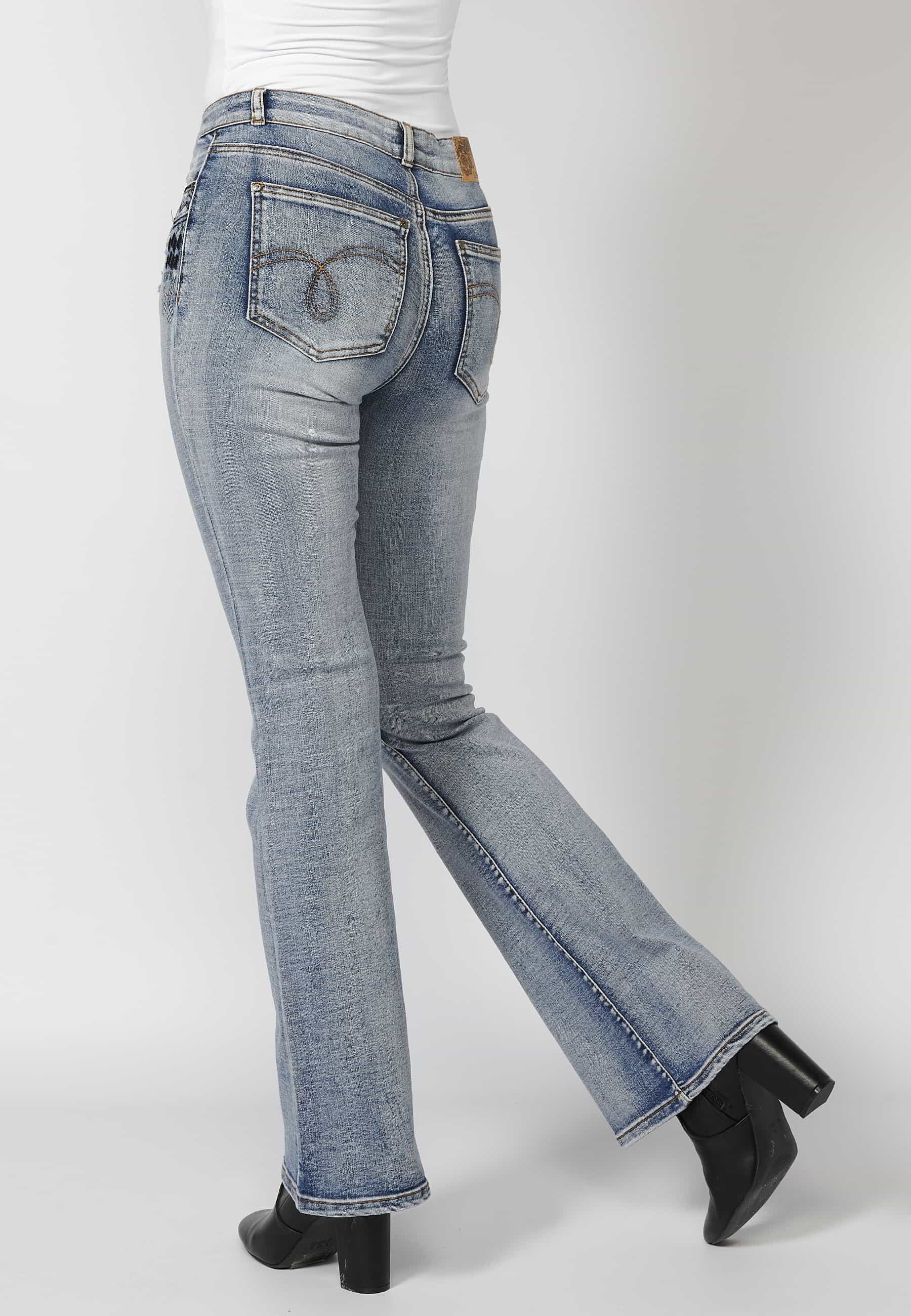 Pantalon évasé long bleu clair pour femme