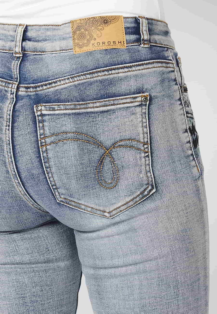 Pantalon évasé long bleu clair pour femme 8