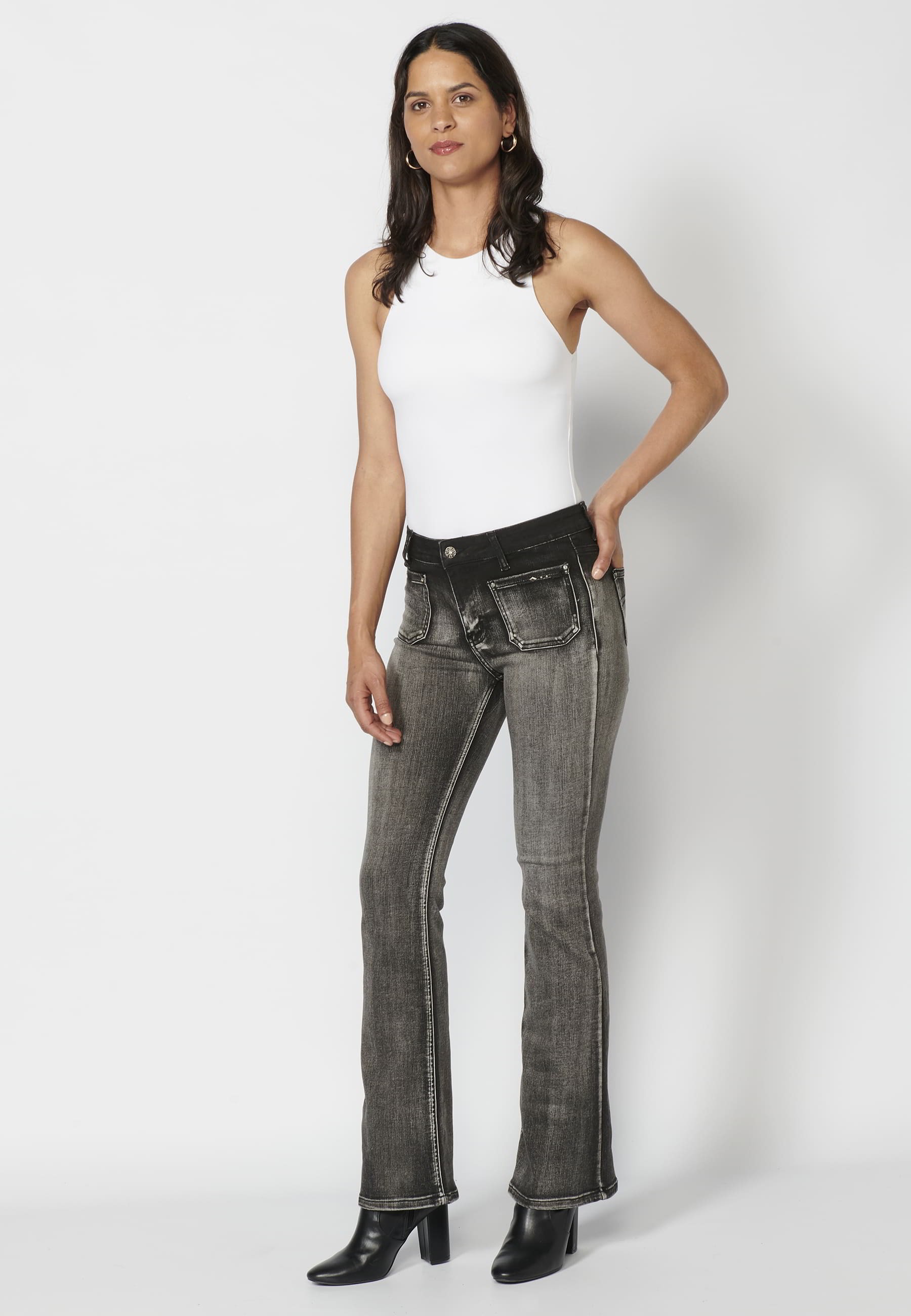 Lange, glockenförmige Hose in der Farbe Schwarz für Damen