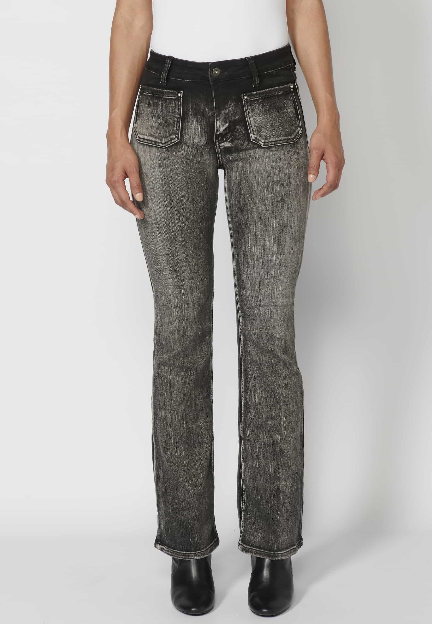 Lange, glockenförmige Hose in der Farbe Schwarz für Damen