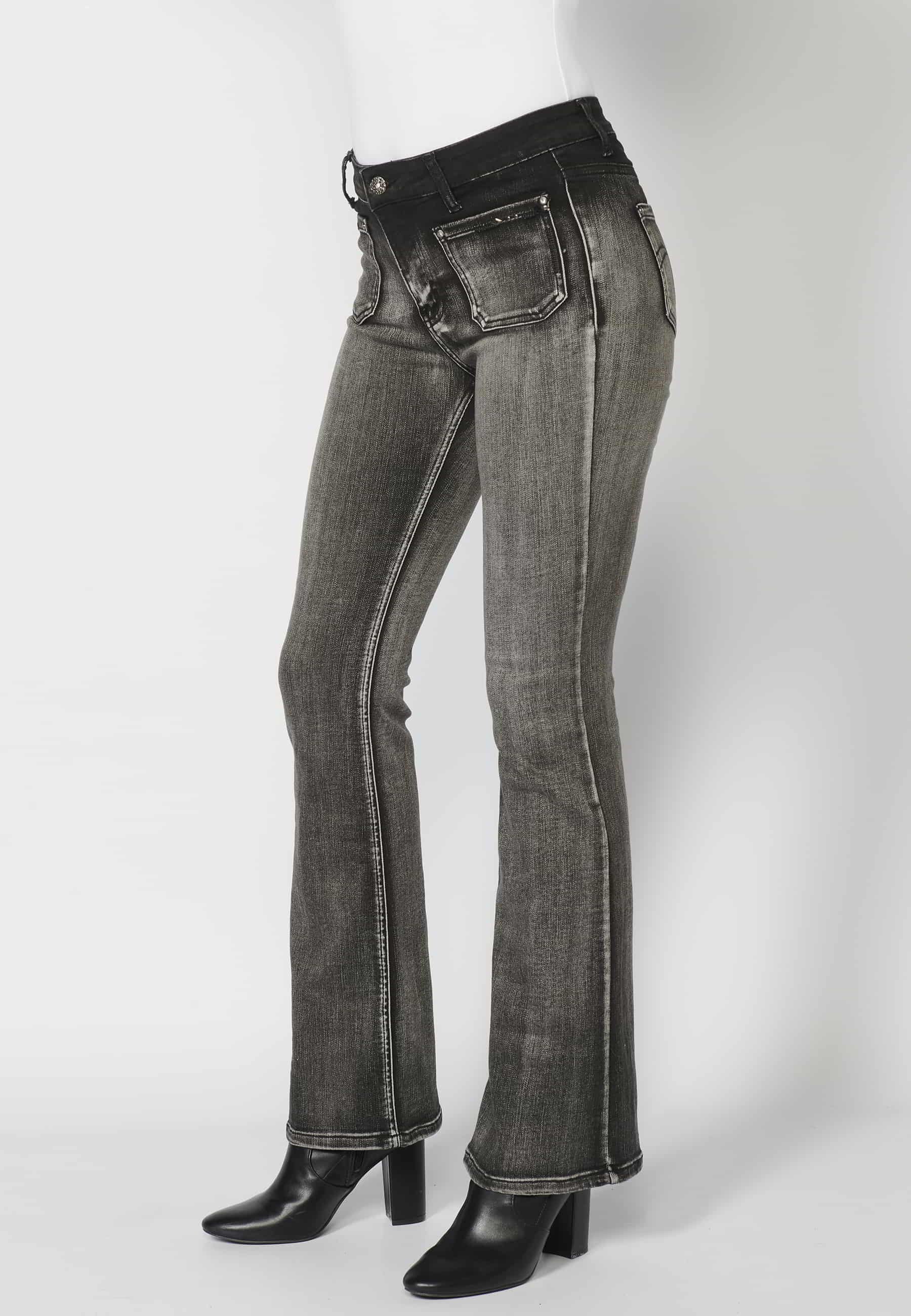 Lange, glockenförmige Hose in der Farbe Schwarz für Damen