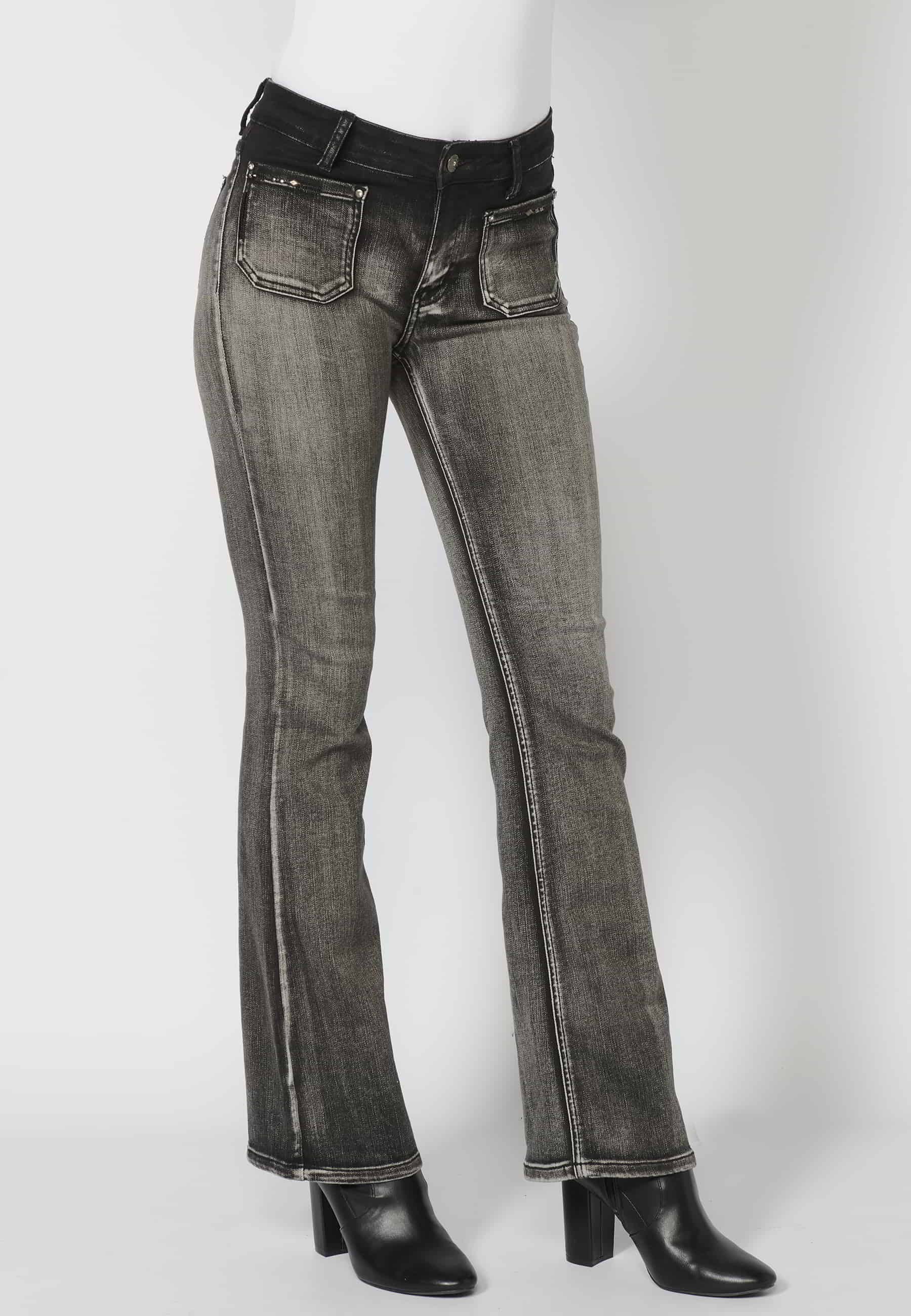 Lange, glockenförmige Hose in der Farbe Schwarz für Damen