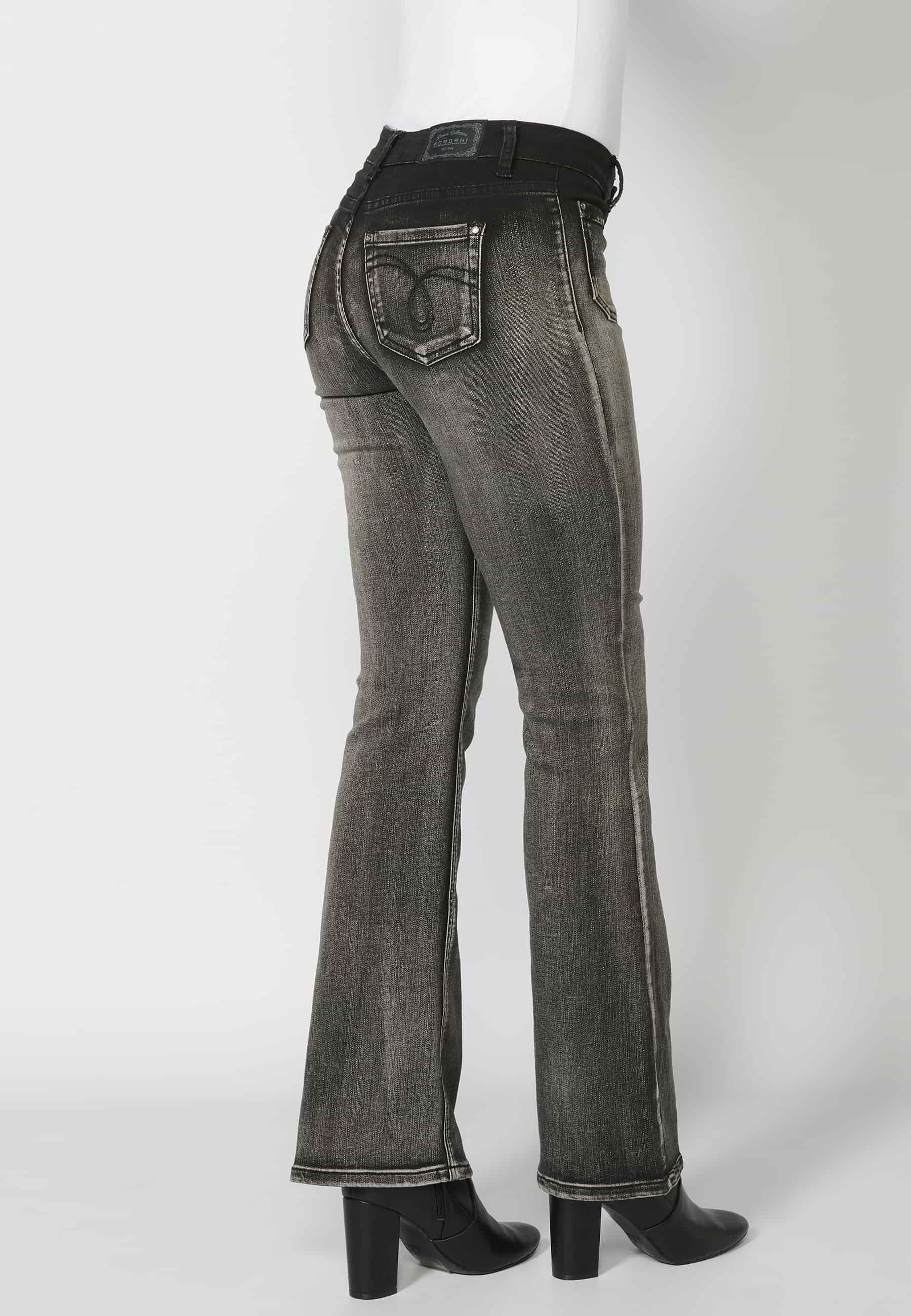 Long bell-shaped trousers in Black color for Woman