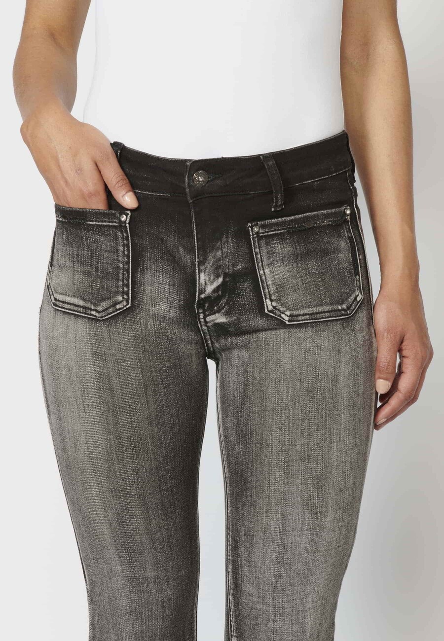 Lange, glockenförmige Hose in der Farbe Schwarz für Damen 7