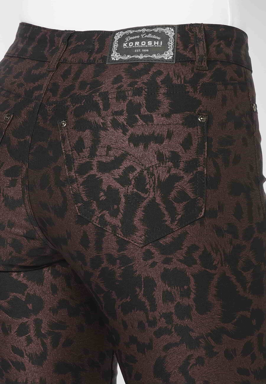 Pantalon long moulant avec imprimé animalier couleur Noir pour Femme 8