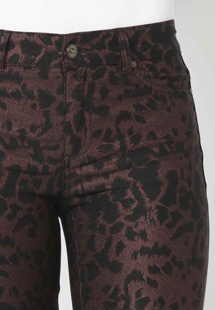 Pantalon long moulant avec imprimé animalier couleur Noir pour Femme 7