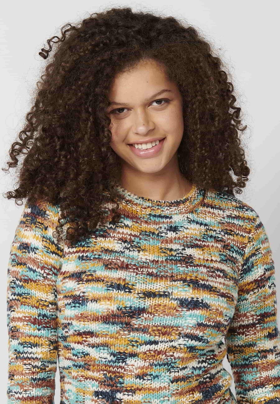 Multicolor Round Neck Long Sleeve Sweater for Women 5