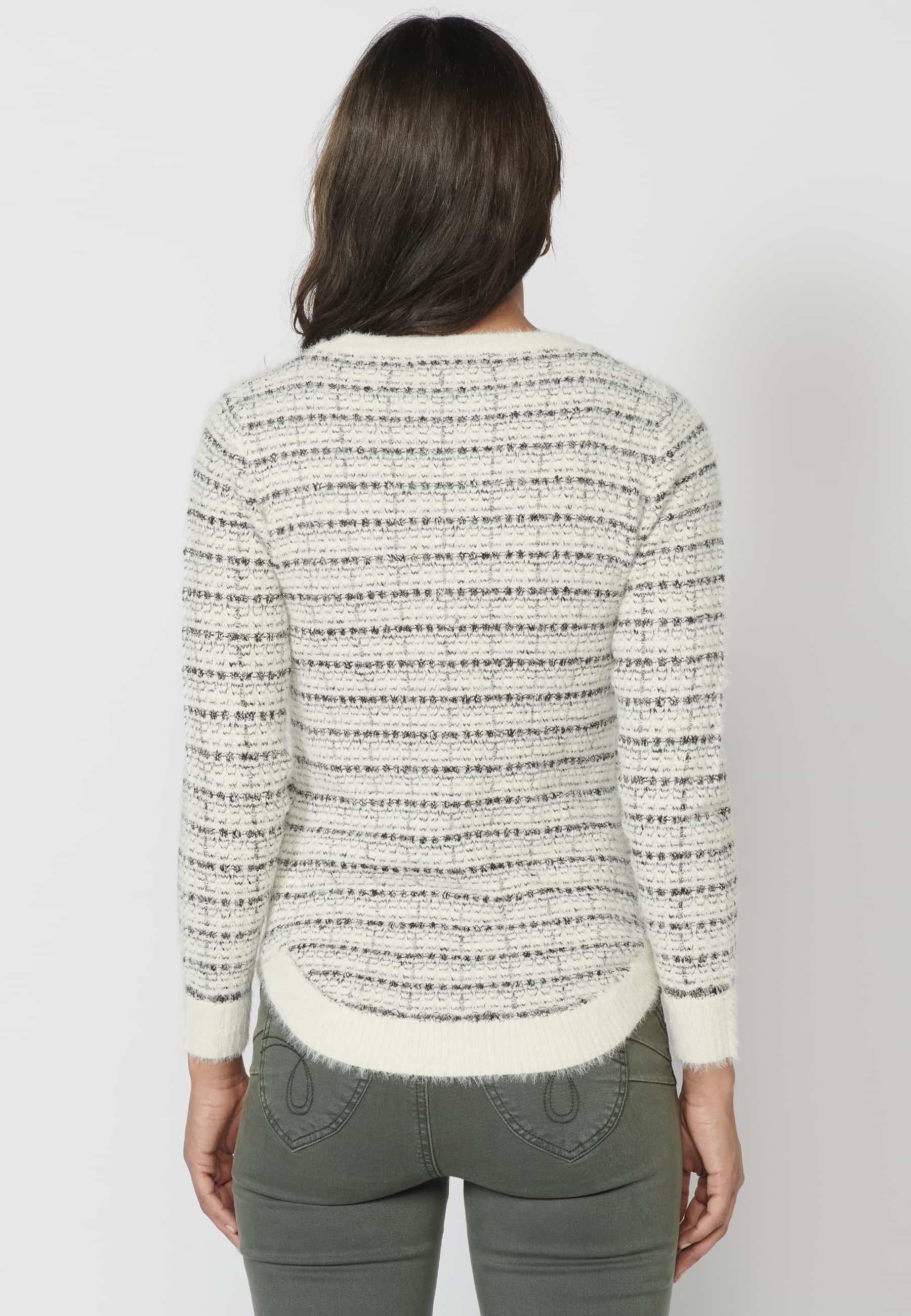 Jersey de manga larga a rayas color crudo para mujer | Moda Actual