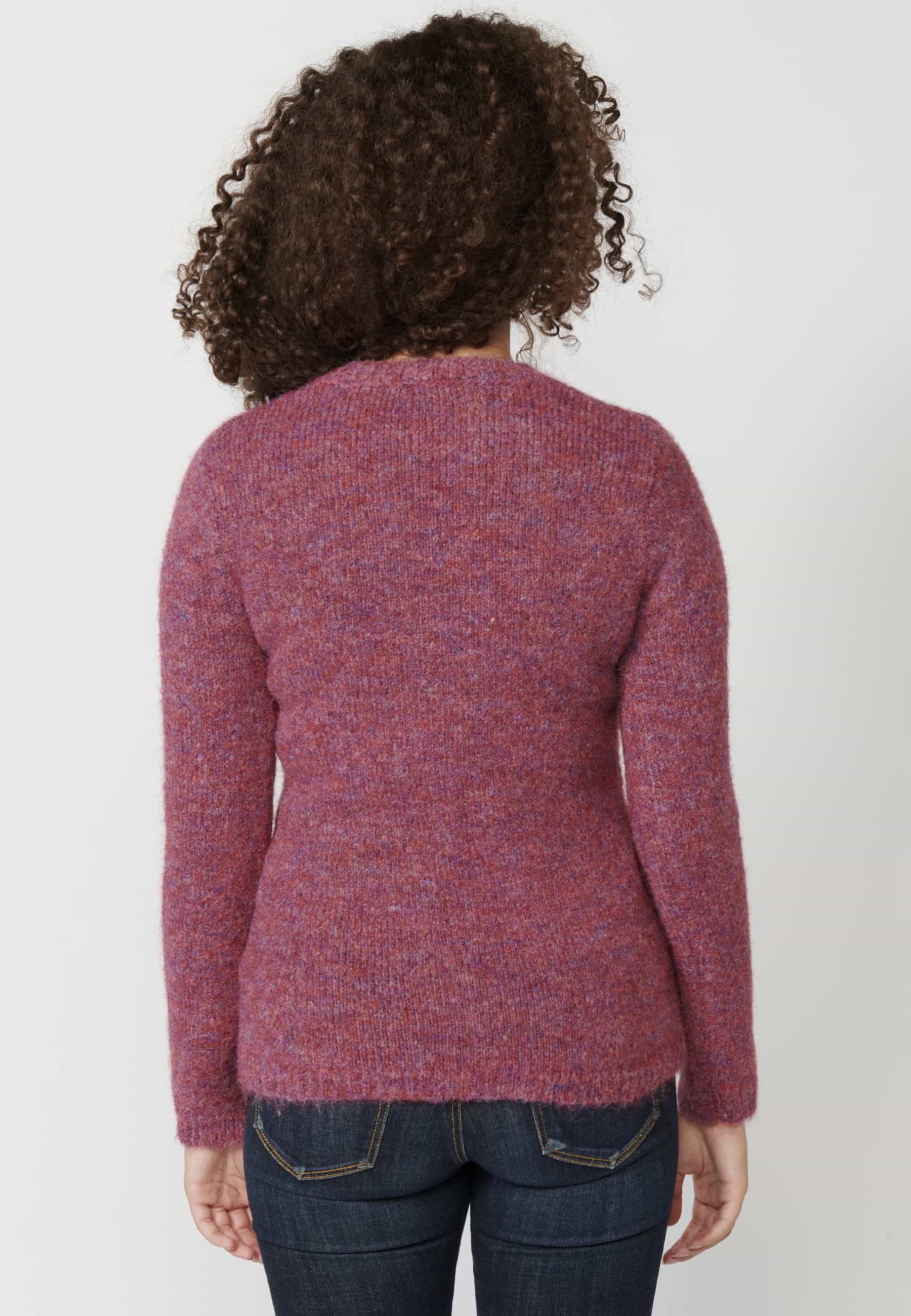 Kastanienbrauner Langarmpullover mit Rundhalsausschnitt für Damen