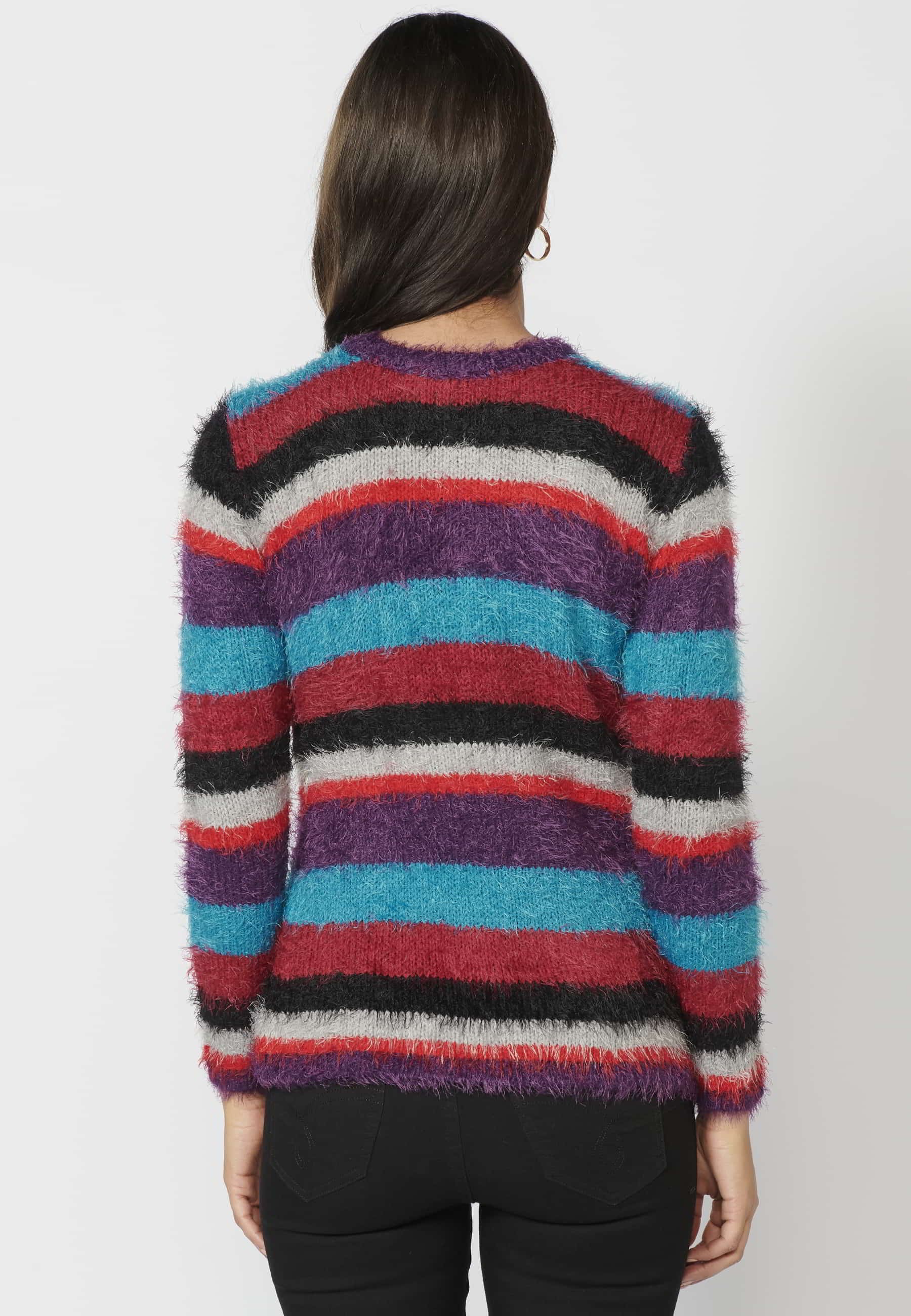 Pull rayé multicolore à manches longues pour Femme 5