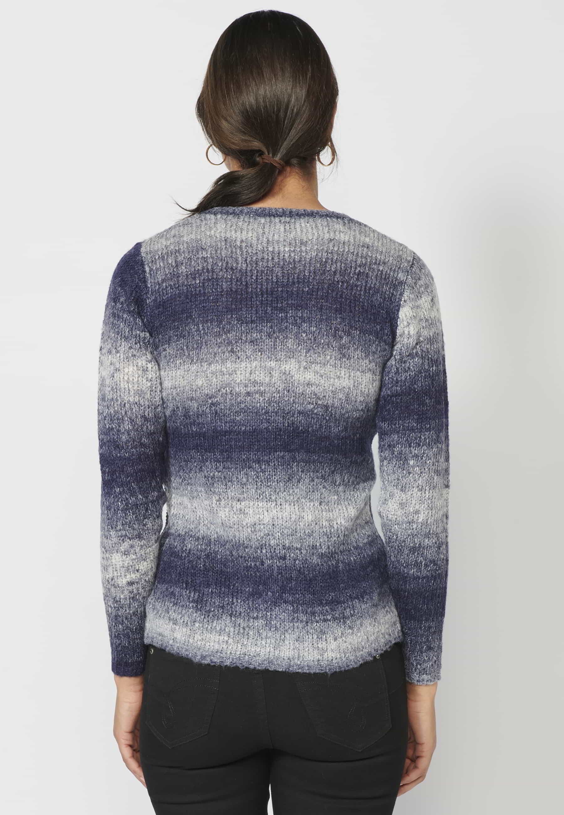 Jersey de manga larga de diferentes texturas color navy para mujer | Moda Actual