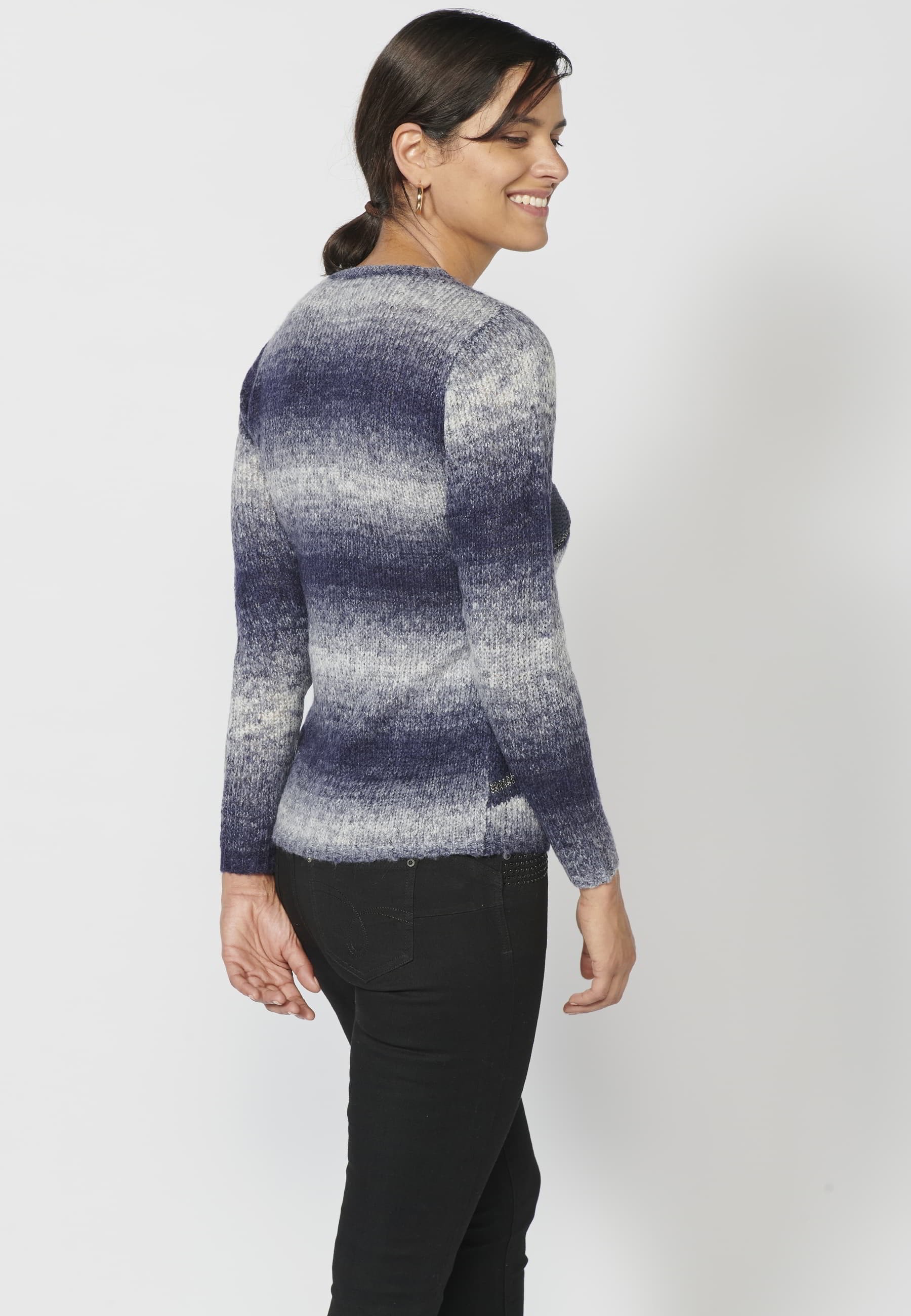 Jersey de manga larga de diferentes texturas color navy para mujer | Moda Actual