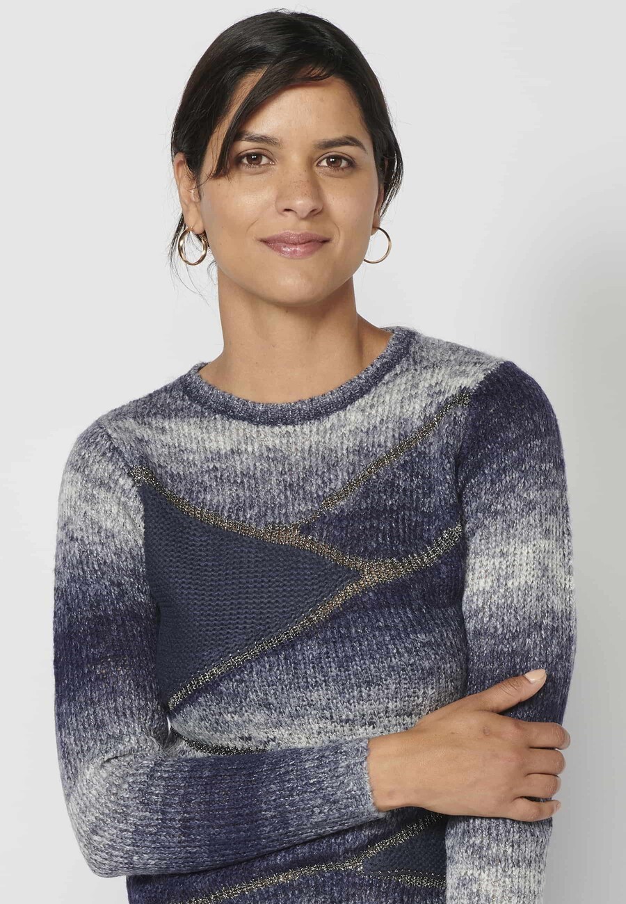 Jersey de manga larga de diferentes texturas color navy para mujer | Moda Actual 8