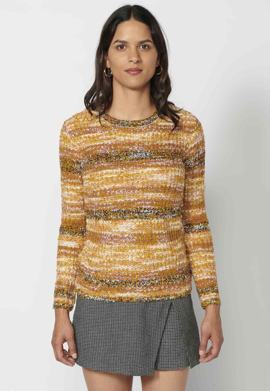 Jersey de manga larga a rayas color mostaza para mujer | Moda Actual 6