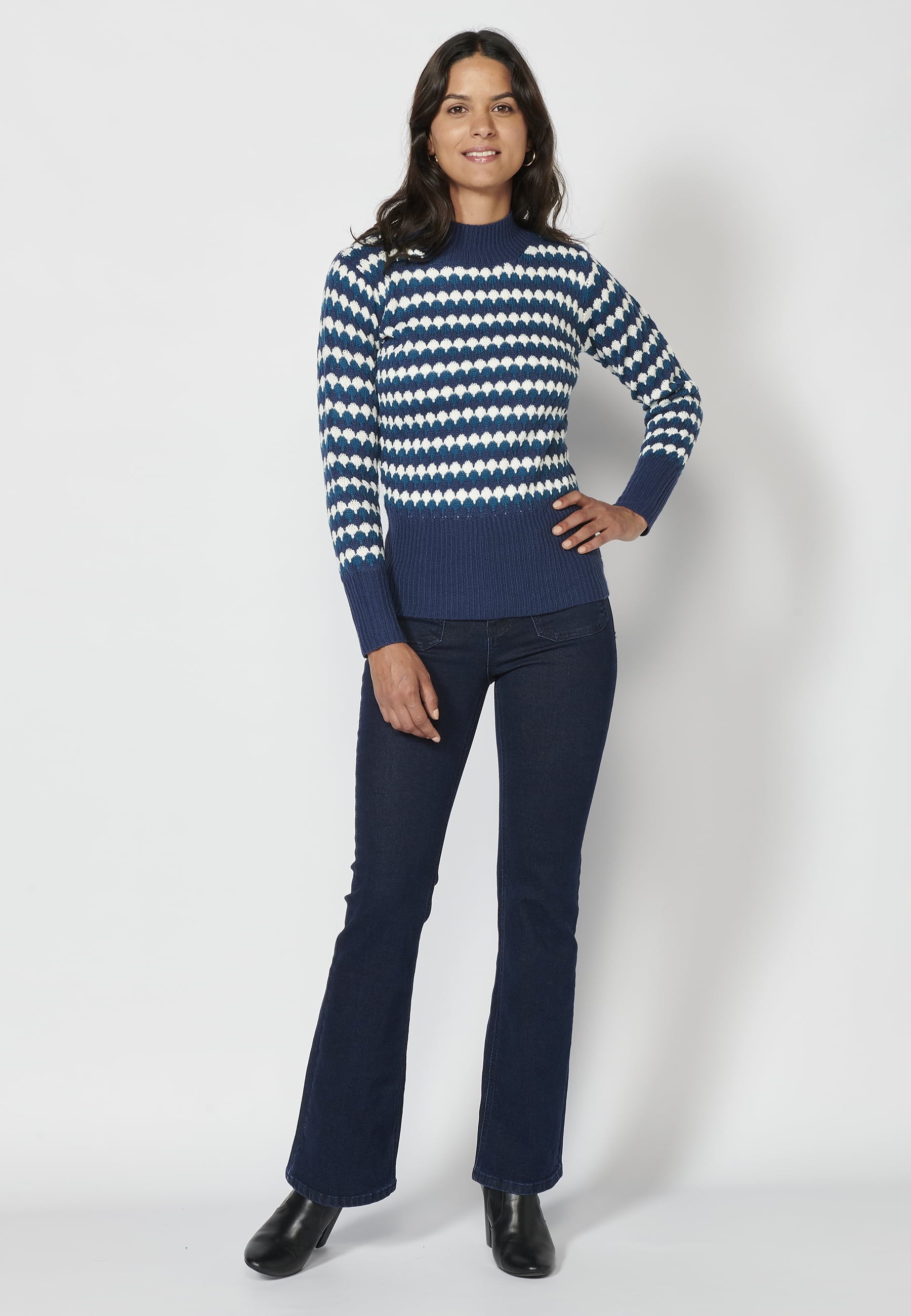 Jersei de màniga llarga a ratlles color Cobalt per a Dona