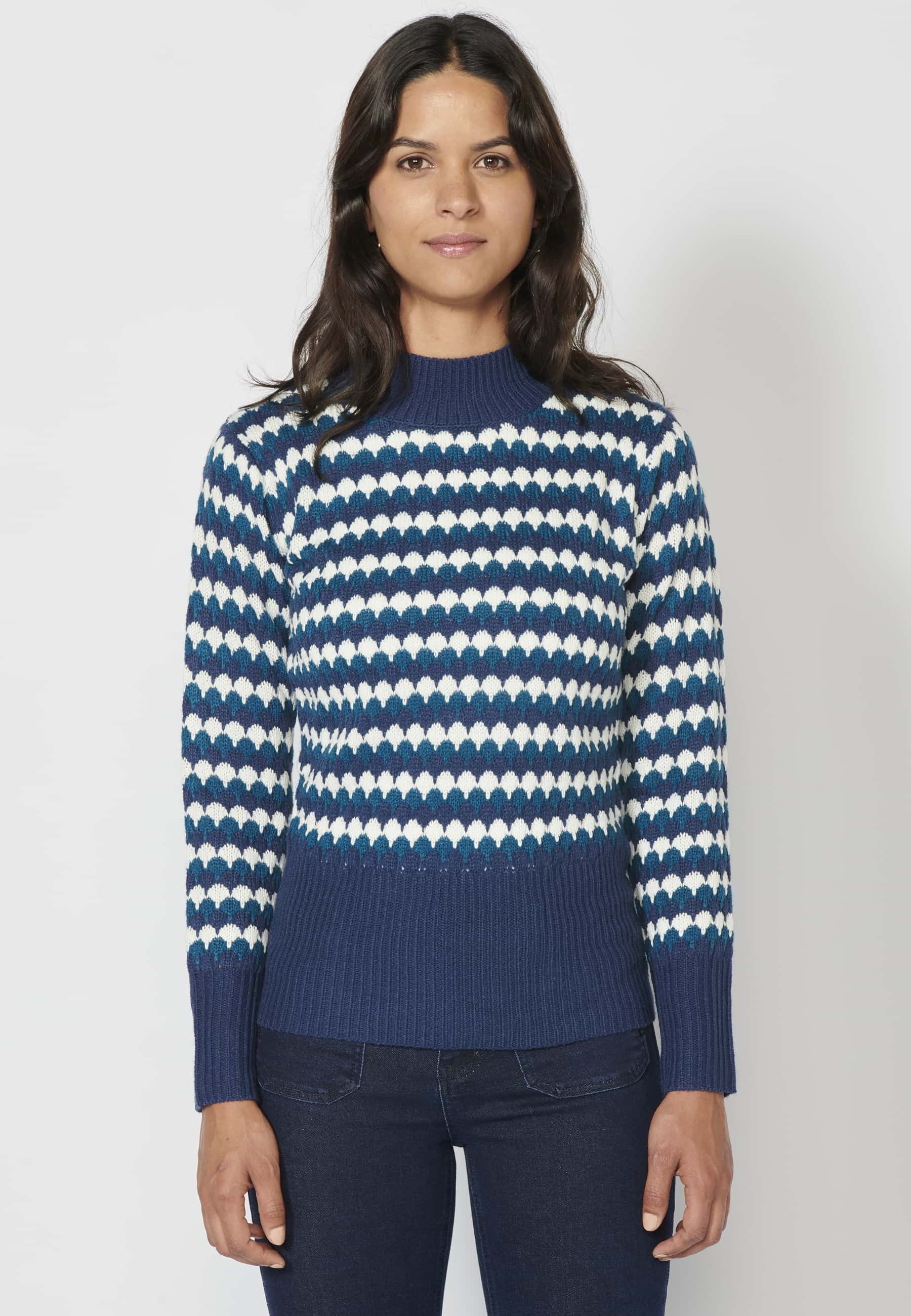 Jersei de màniga llarga a ratlles color Cobalt per a Dona