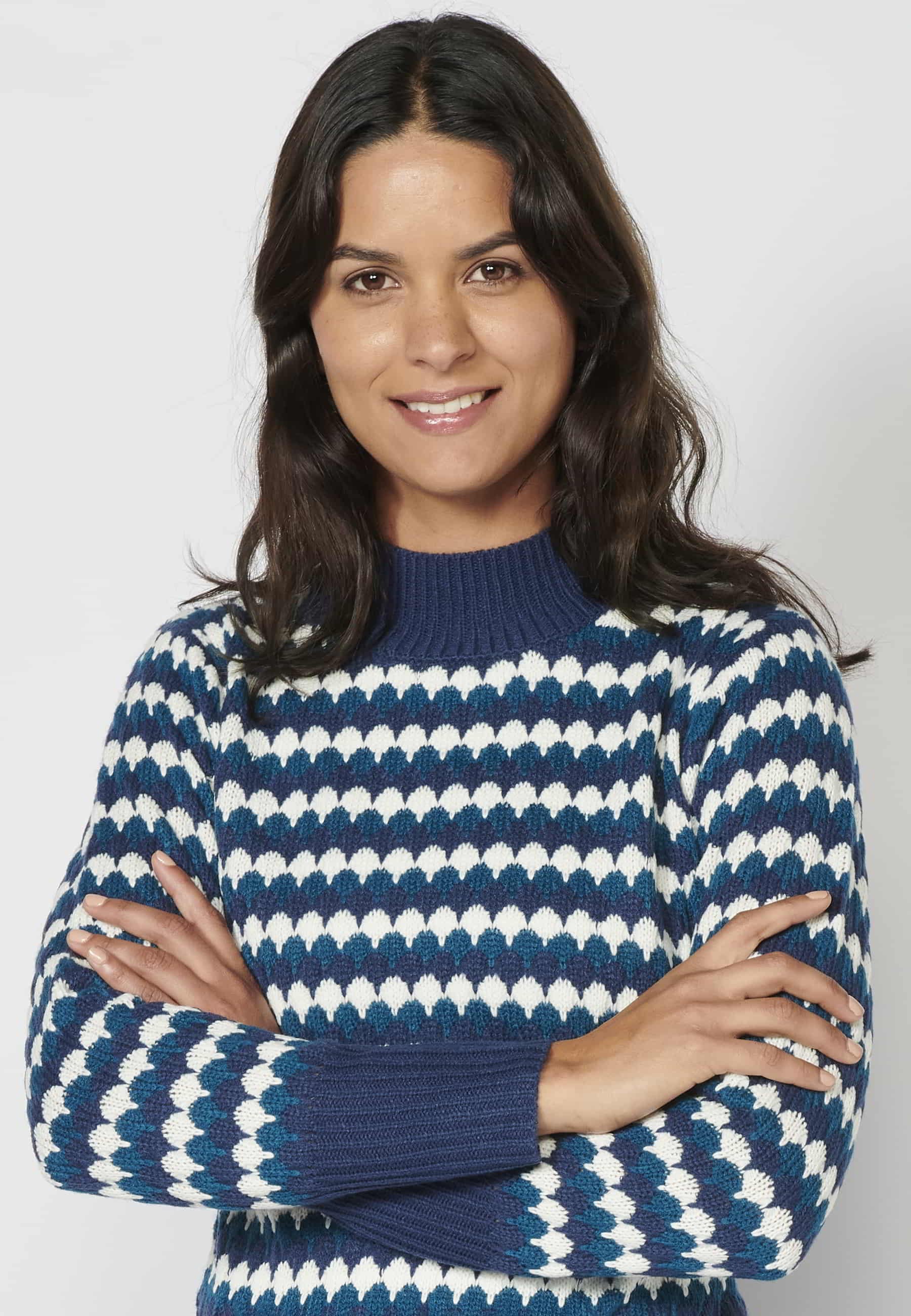 Jersei de màniga llarga a ratlles color Cobalt per a Dona