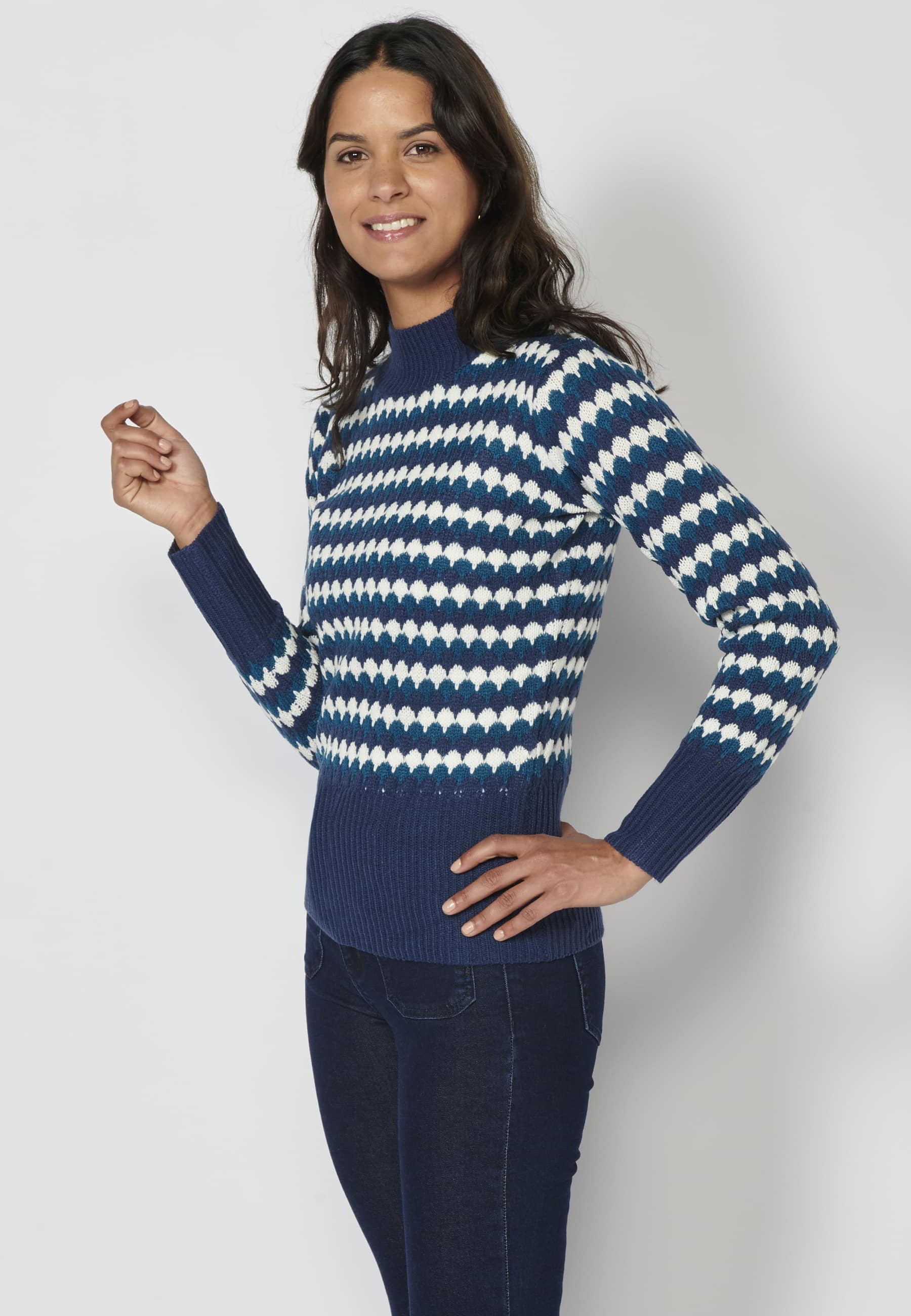 Jersei de màniga llarga a ratlles color Cobalt per a Dona