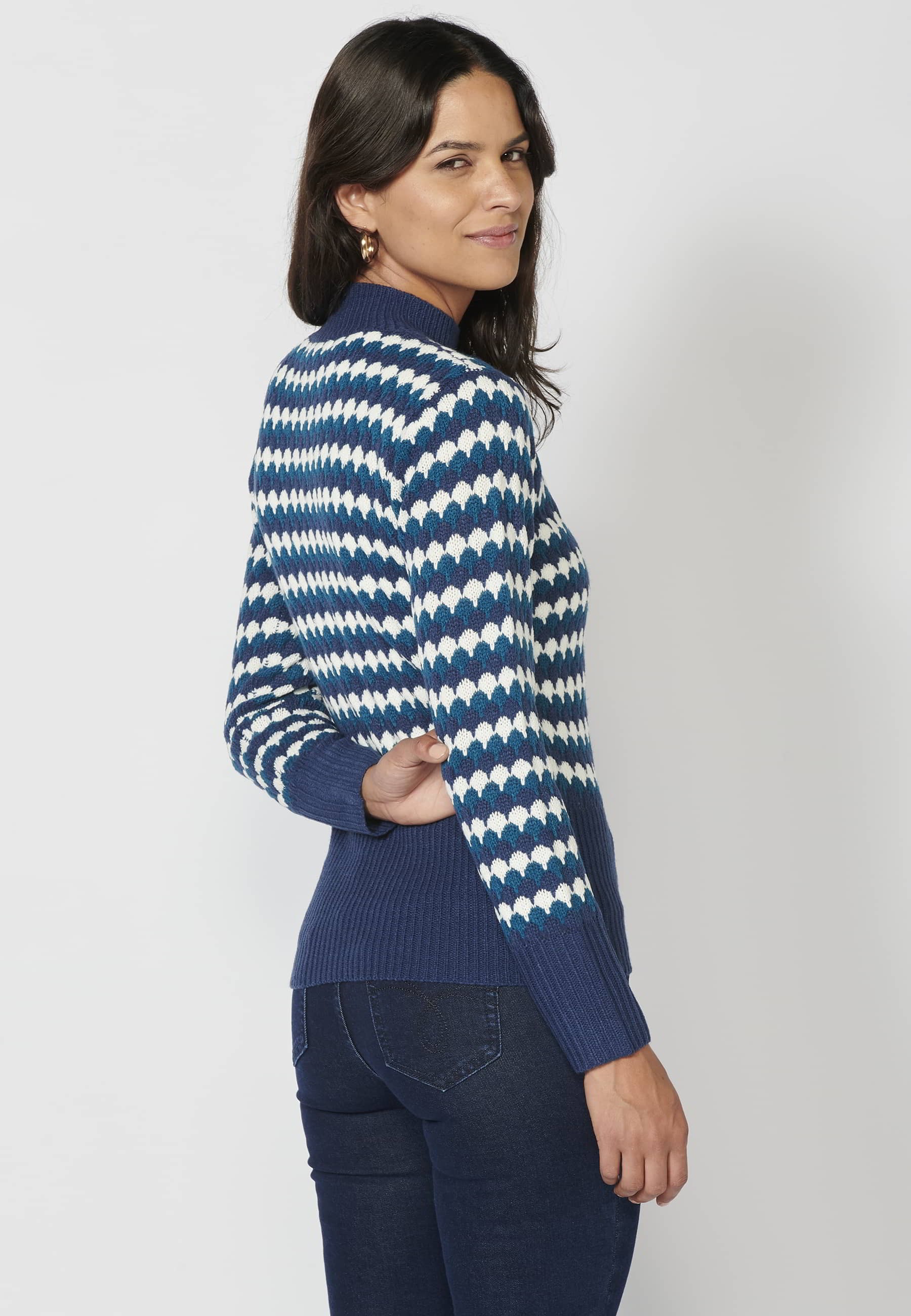 Jersei de màniga llarga a ratlles color Cobalt per a Dona