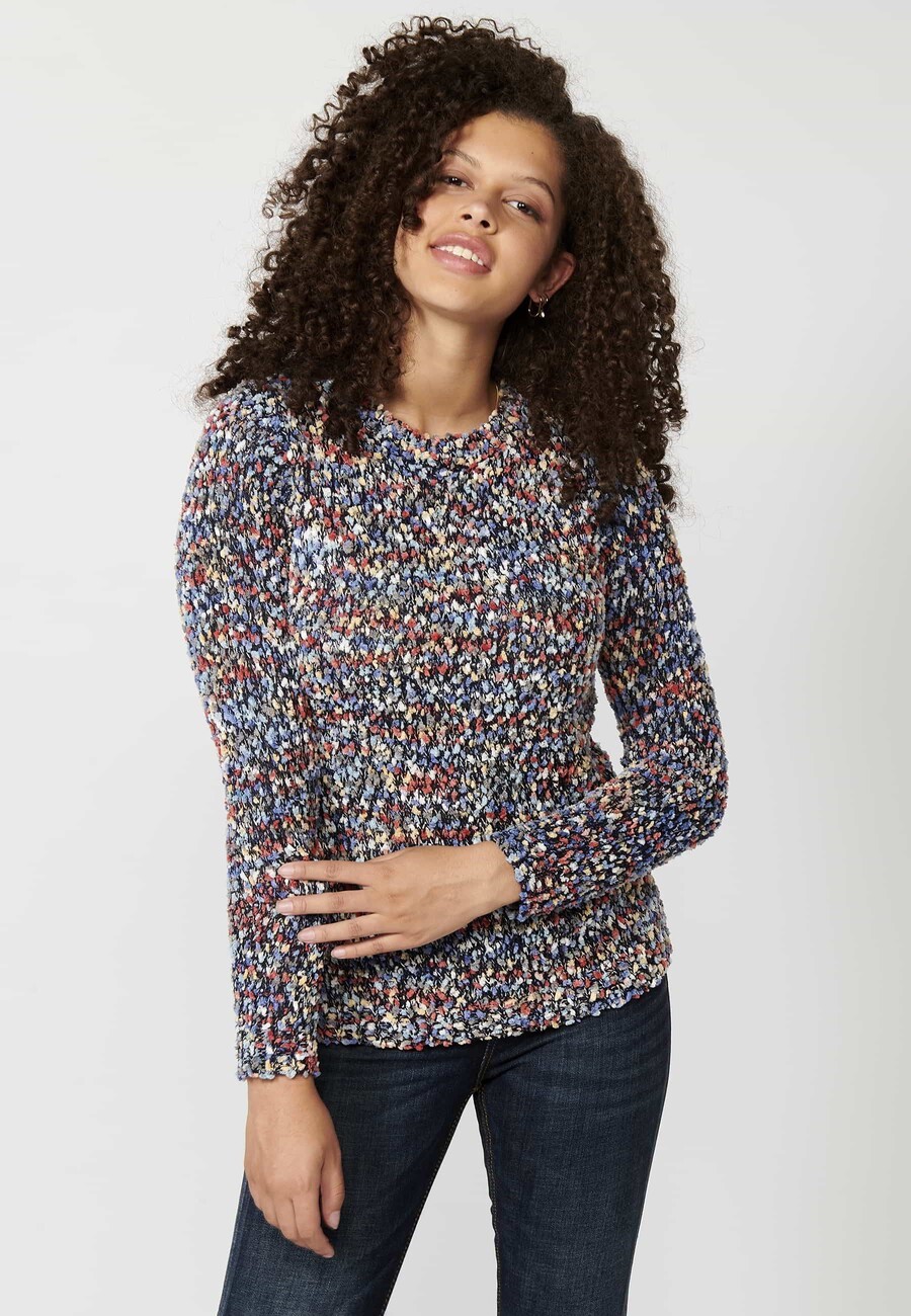 Navy heather long-sleeved sweater for Women