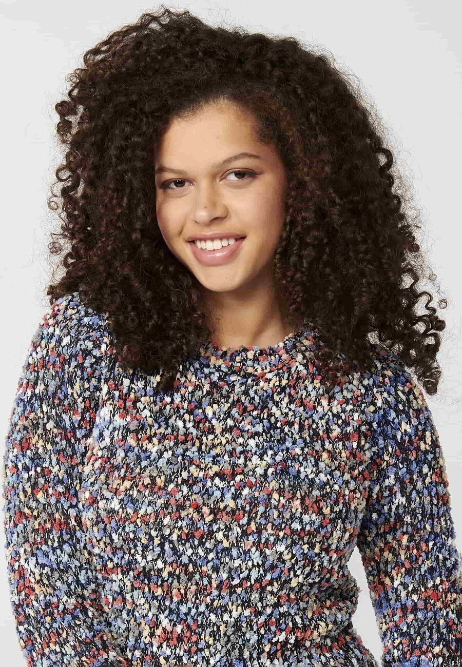 Navy heather long-sleeved sweater for Women 7