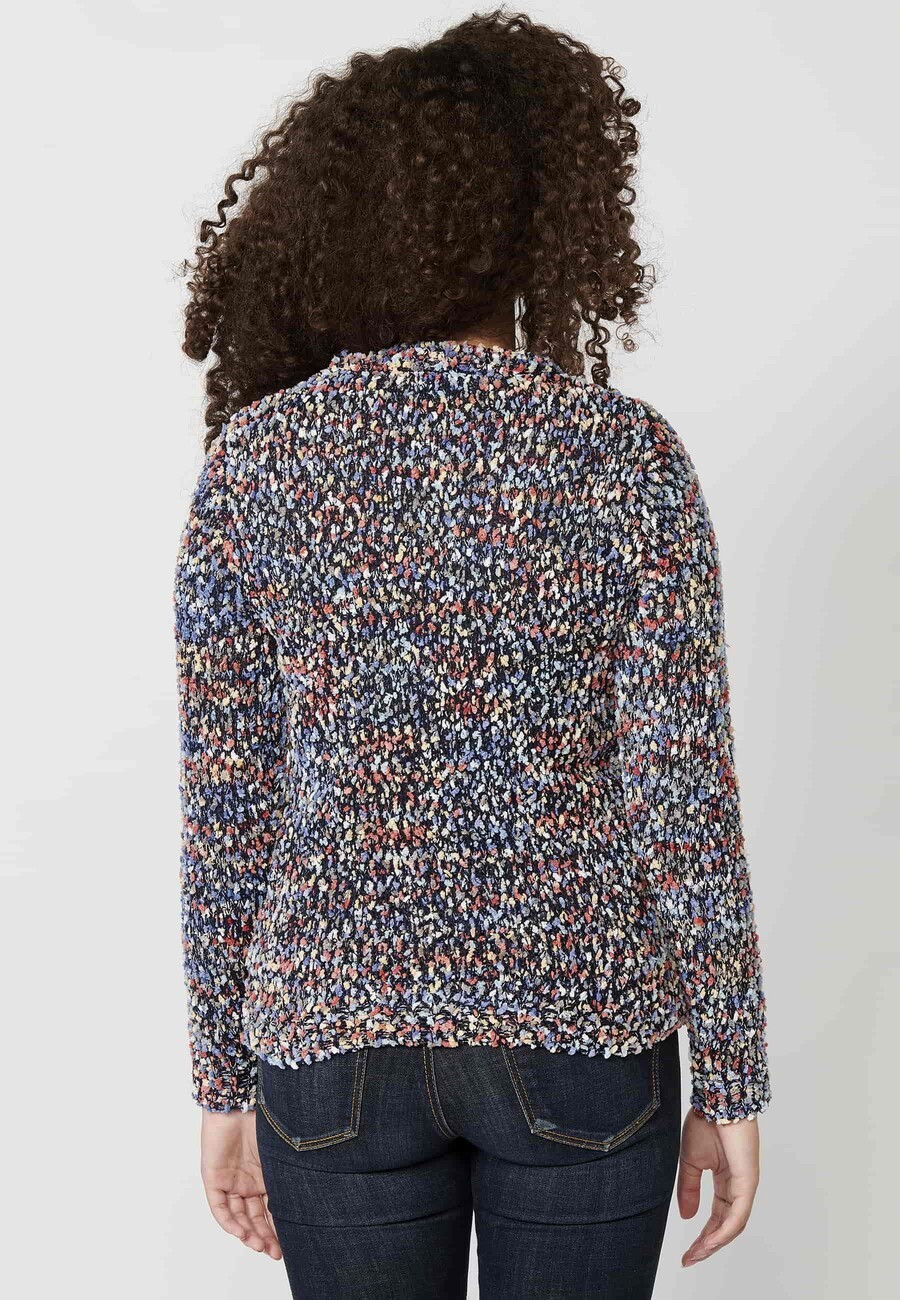 Navy heather long-sleeved sweater for Women 5