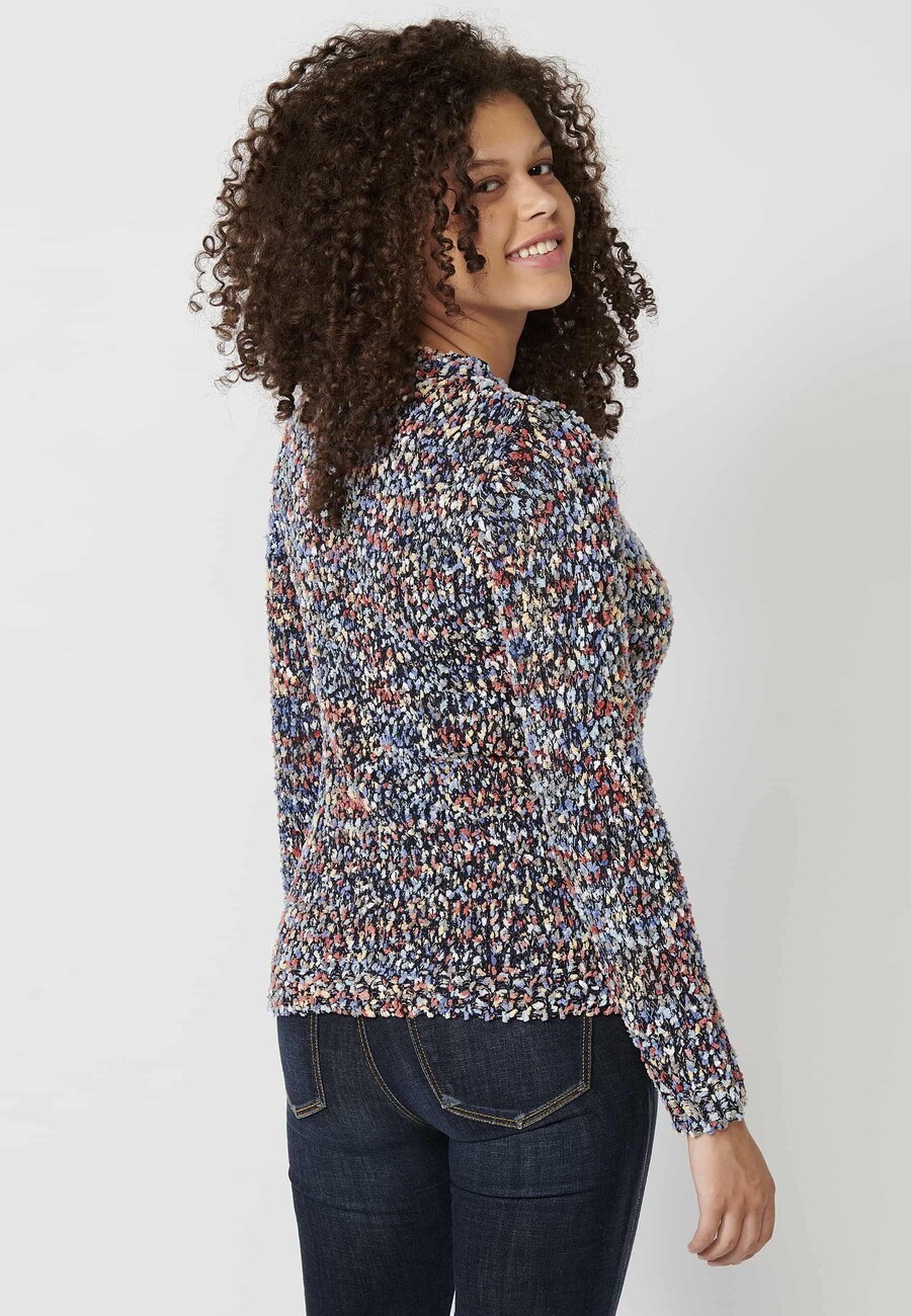 Navy heather long-sleeved sweater for Women 6