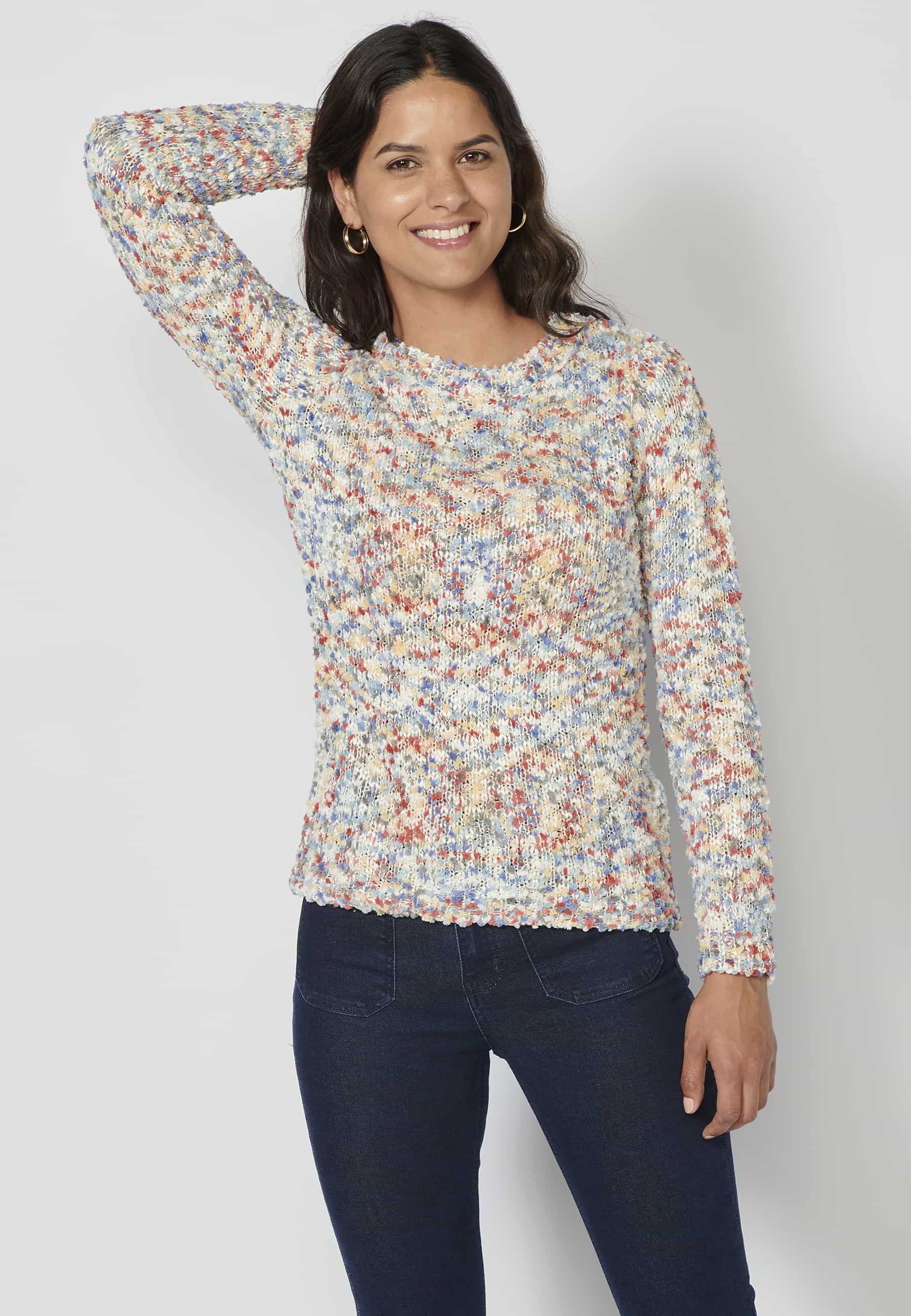 Jersey de manga larga jaspeado color multicolor para mujer | Moda Actual