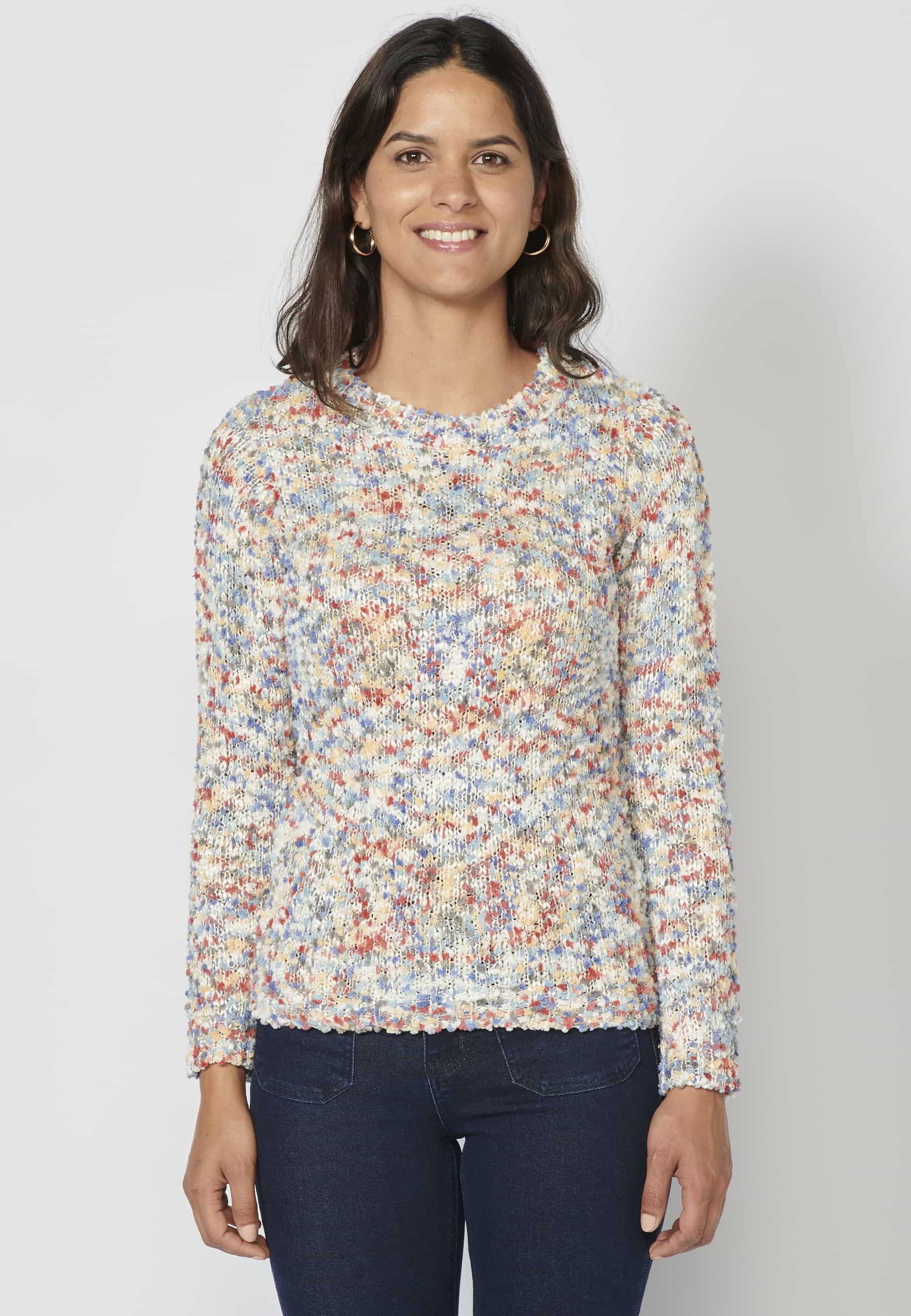 Jersey de manga larga jaspeado color multicolor para mujer | Moda Actual