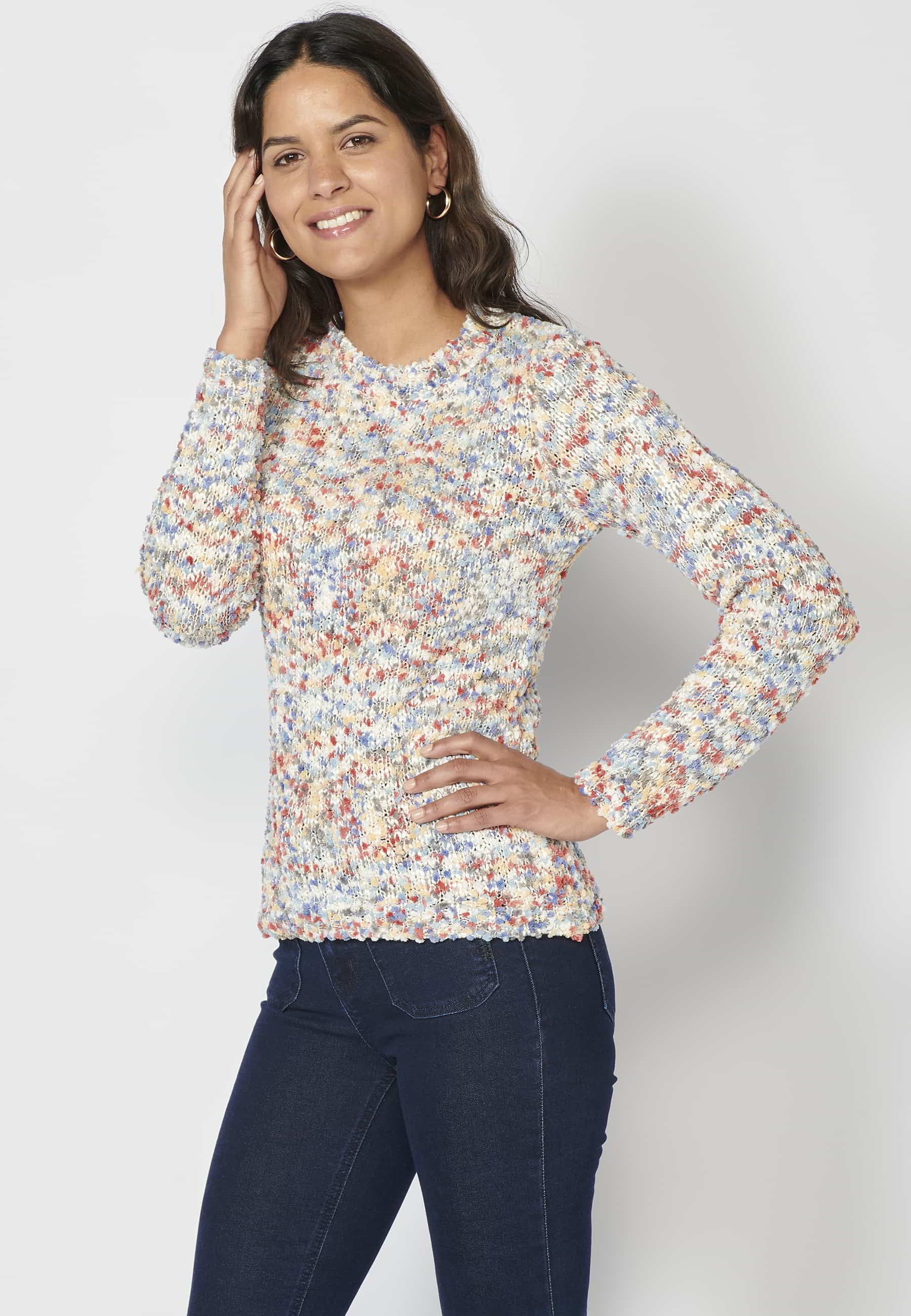 Jersey de manga larga jaspeado color multicolor para mujer | Moda Actual