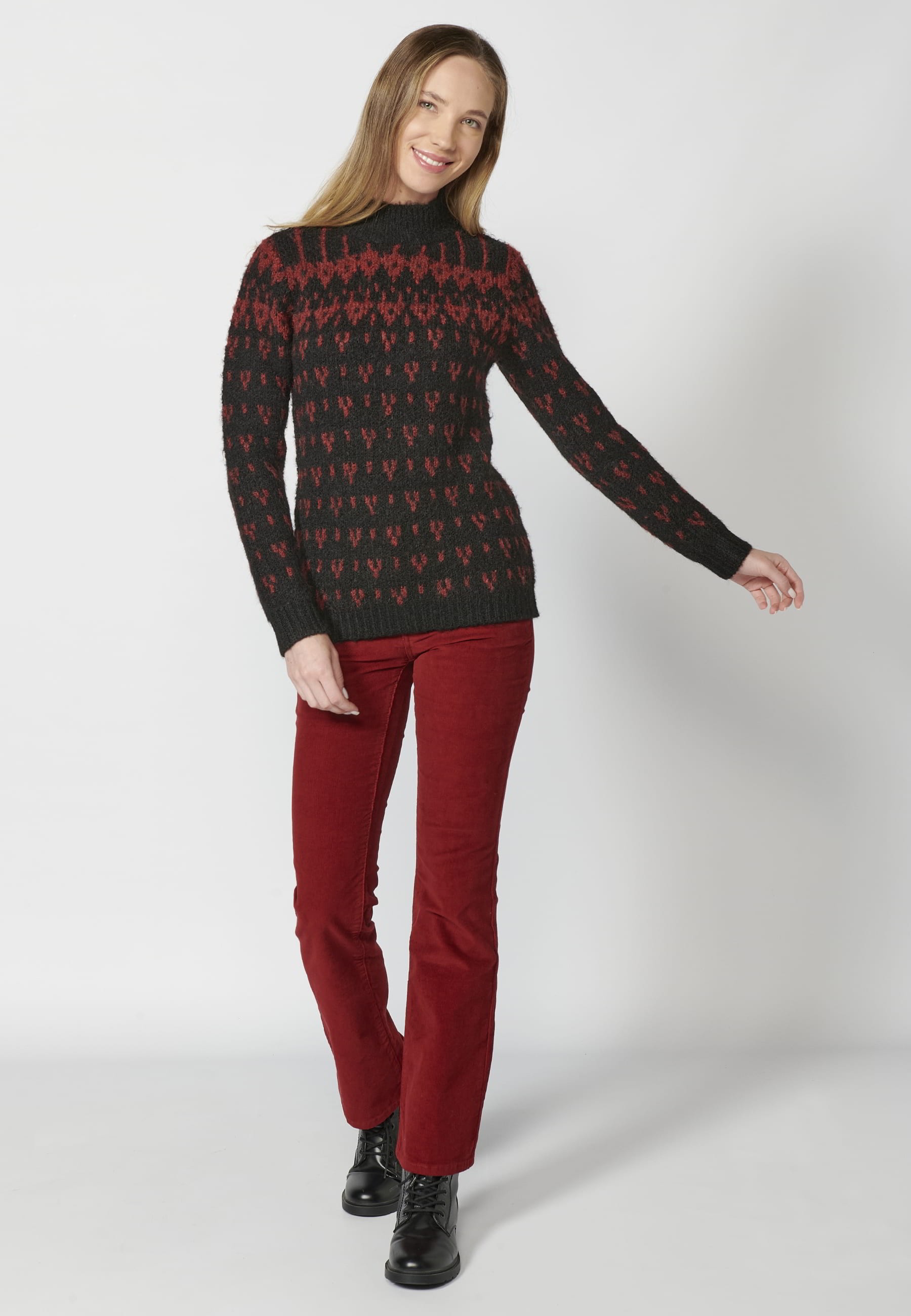 Jersey de punto manga larga y cuello redondo color negro para mujer | Moda Actual 3