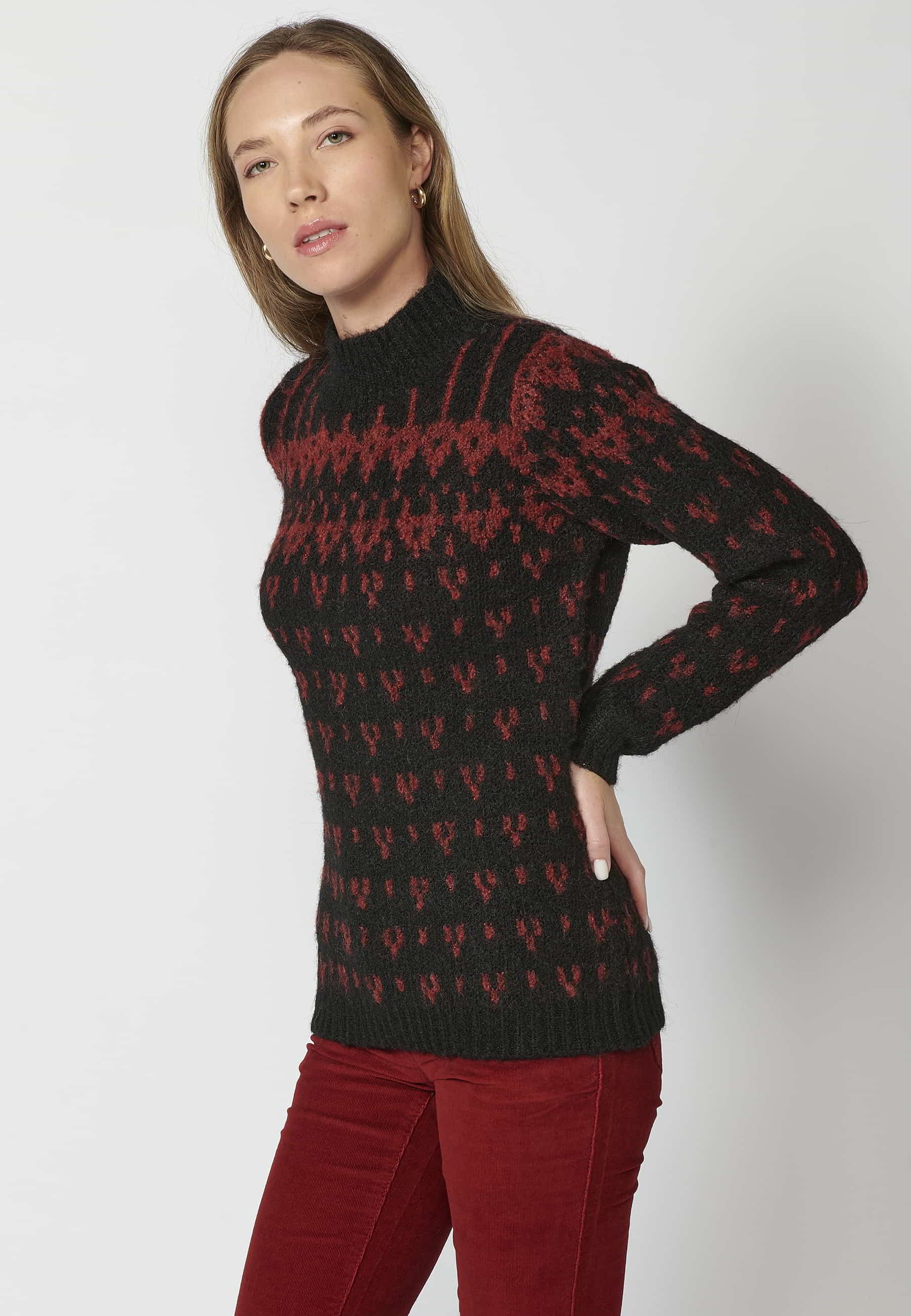 Jersey de punto manga larga y cuello redondo color negro para mujer | Moda Actual 1