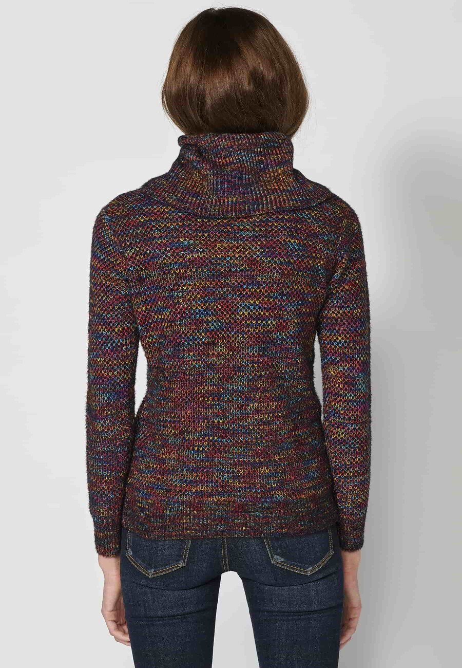 Jersey de punto de manga larga cuello alto color multicolor para mujer | Moda Actual 6