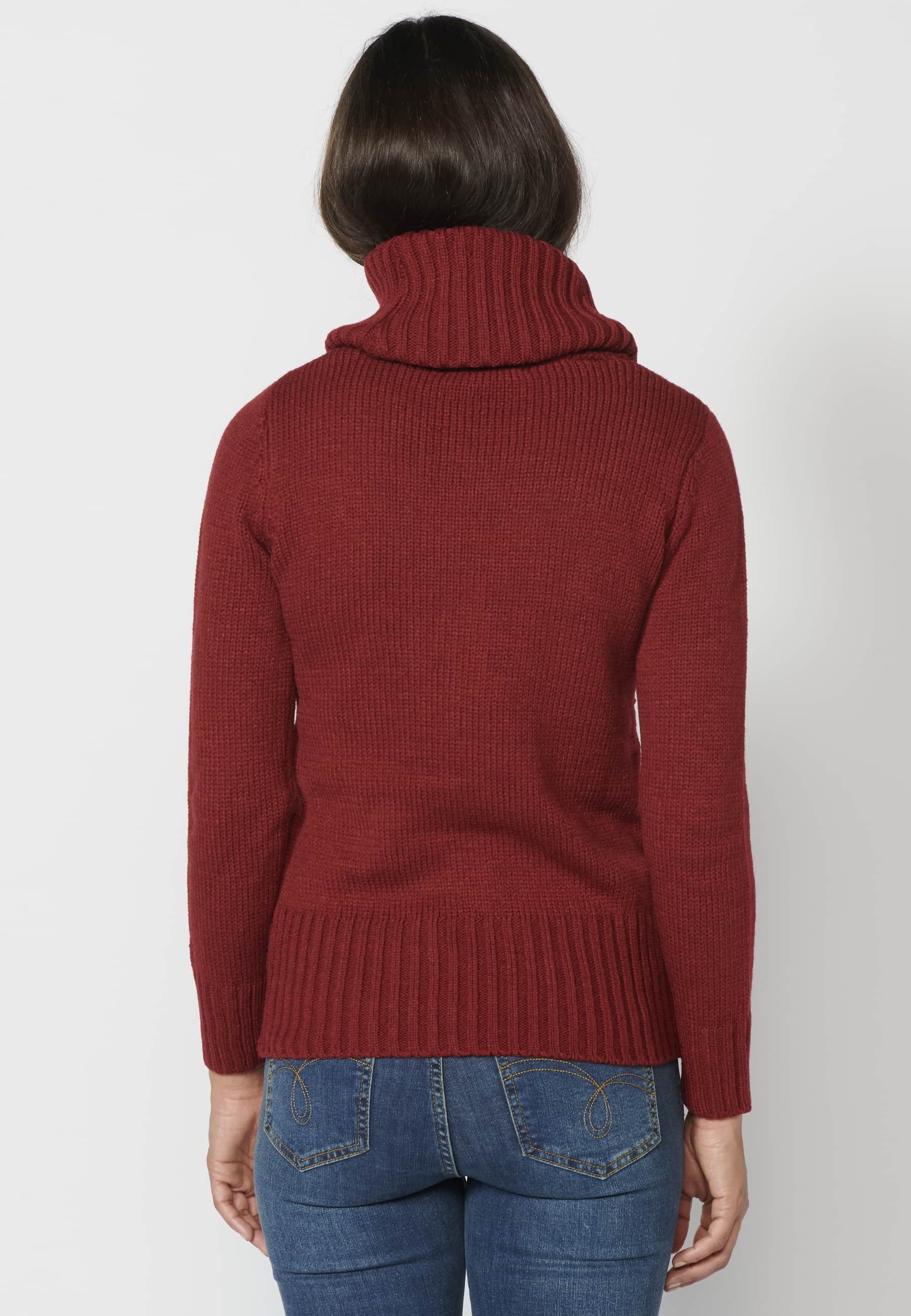 Maroon Turtleneck Long Sleeve Sweater for Women