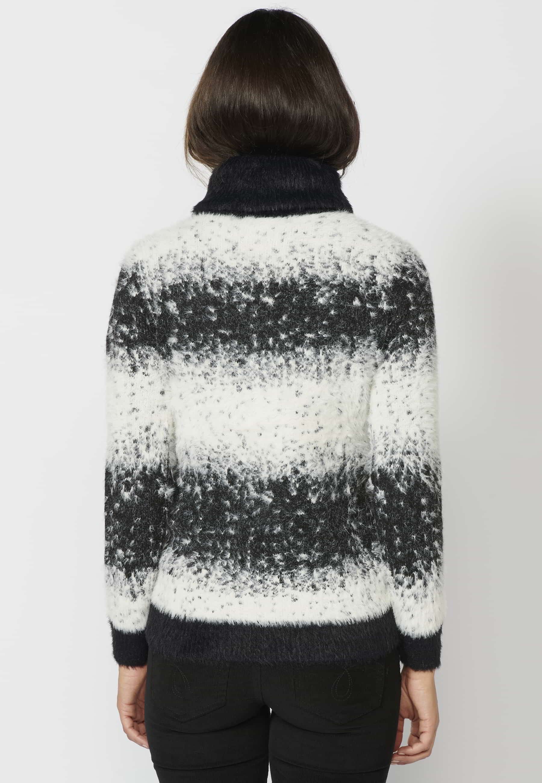 Jersei de màniga llarga jaspiat de coll tornat color Negre per a Dona