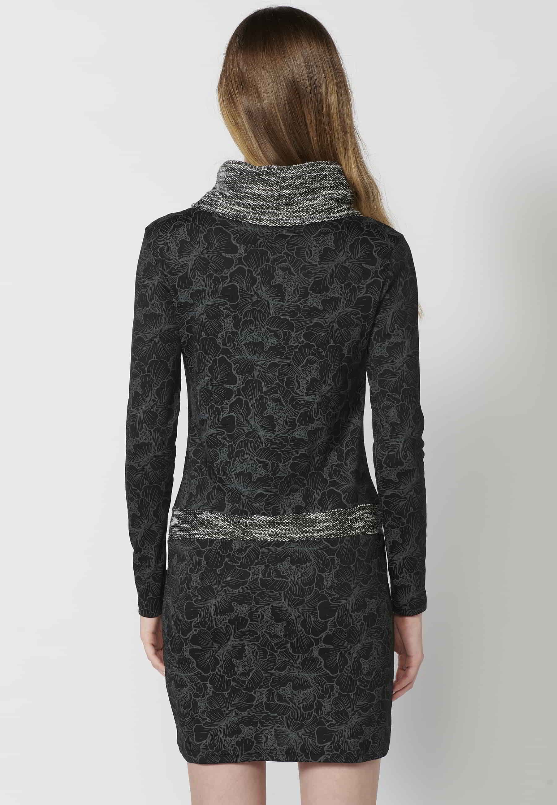 Vestido de manga larga cuello alto holgado color negro para mujer | Moda Actual 6