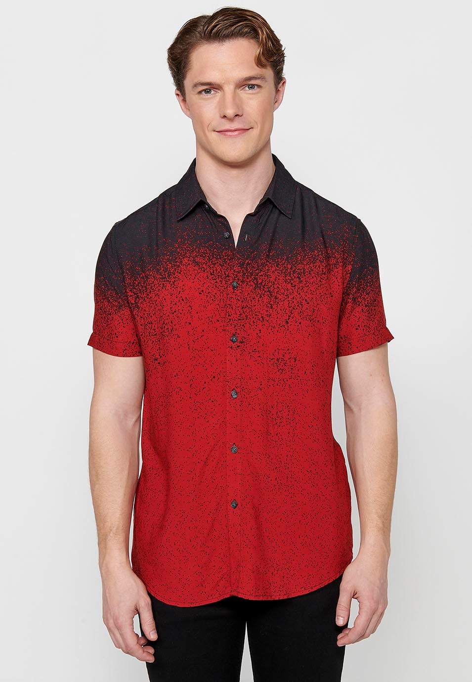 Chemise à manches courtes dégradé rouge pour homme