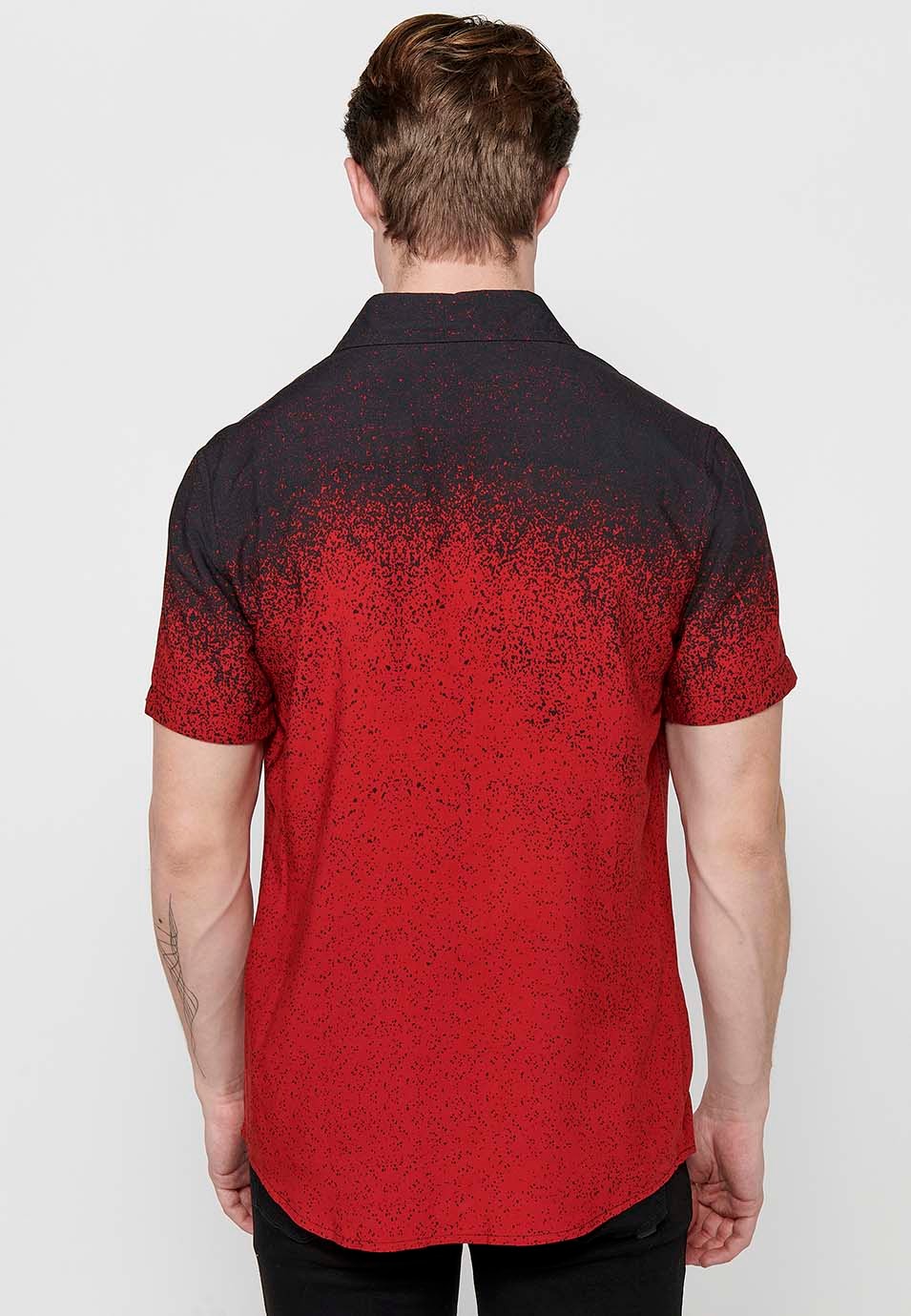 Red gradient short sleeve shirt for men