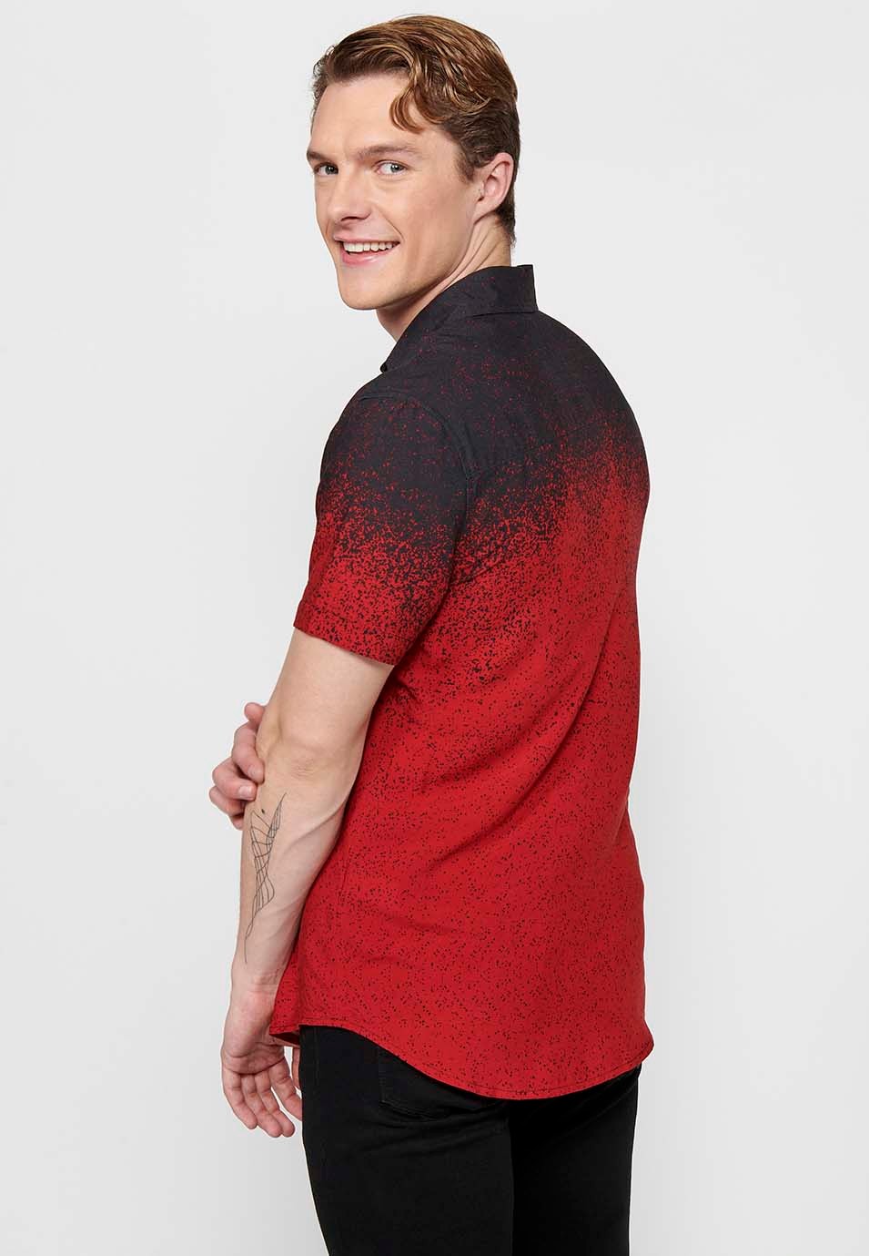 Red gradient short sleeve shirt for men