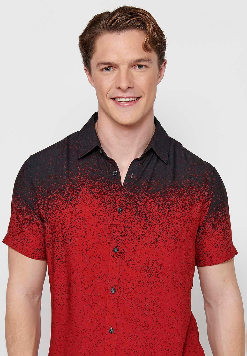 Red gradient short sleeve shirt for men