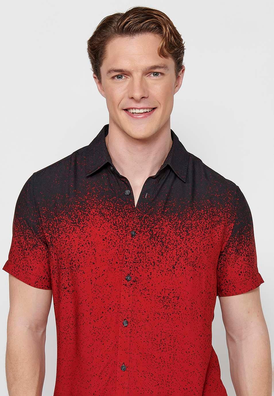 Chemise à manches courtes dégradé rouge pour homme