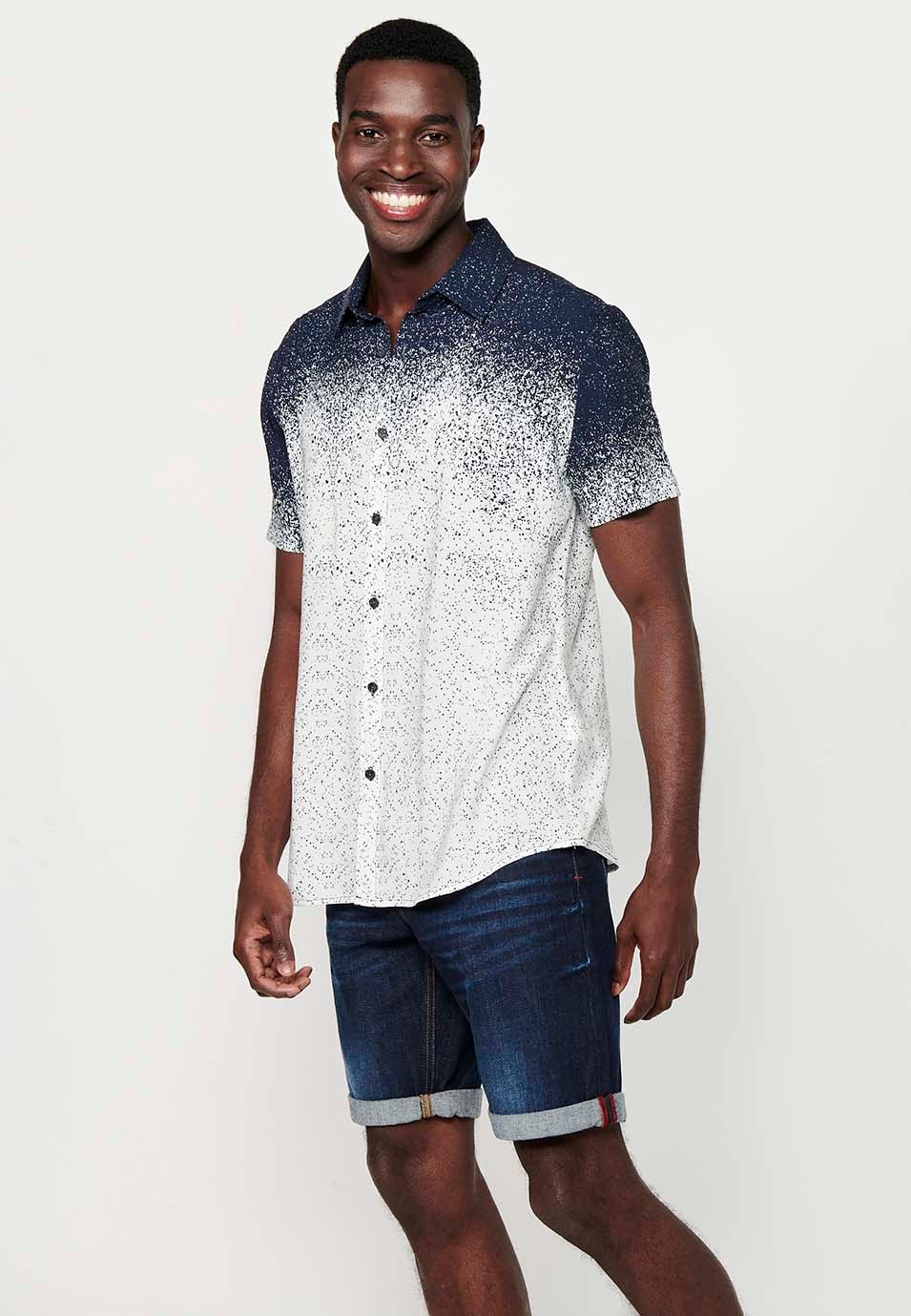 Camisa manga corta en degradado navy para hombres