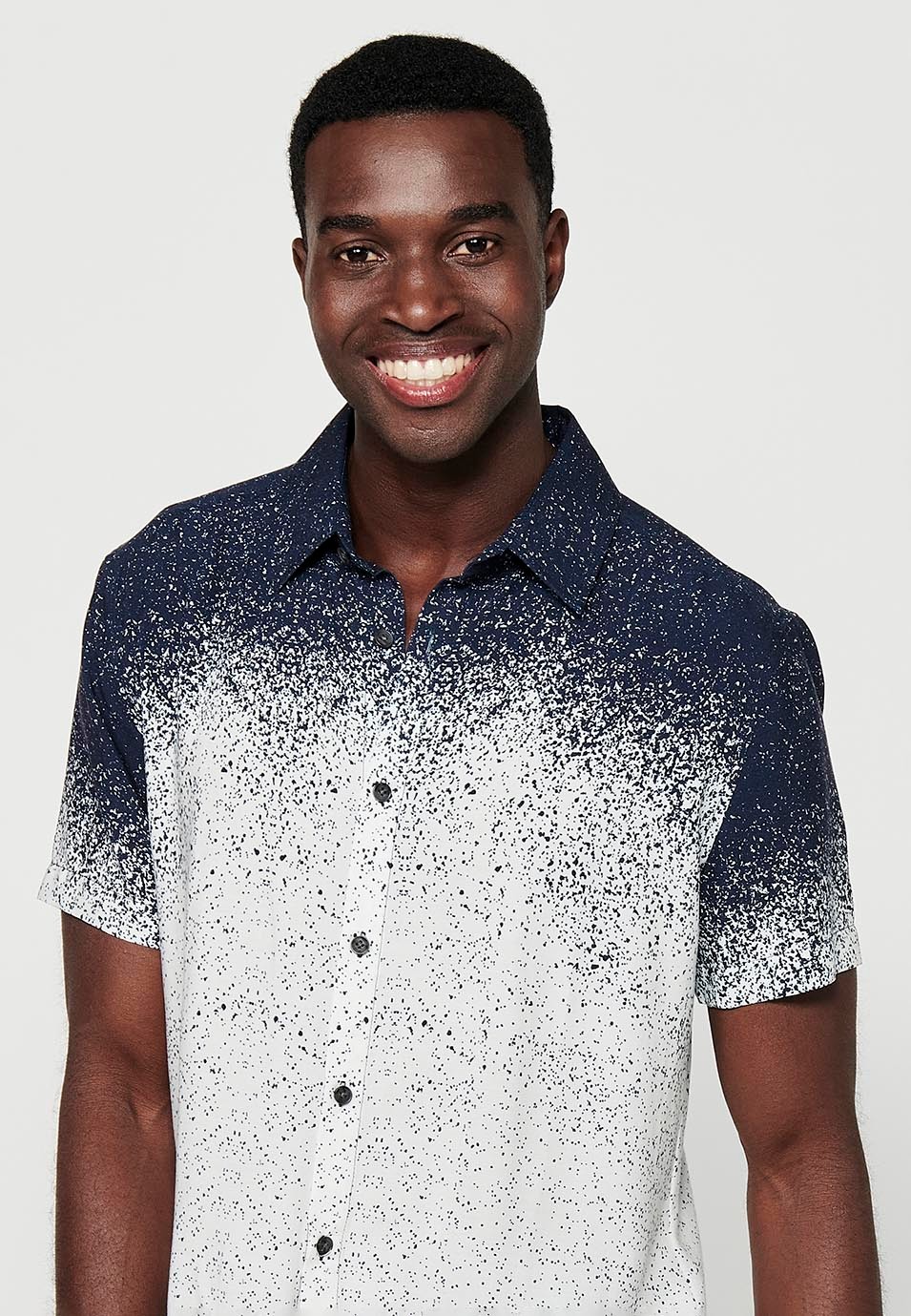 Chemise manches courtes dégradé bleu marine pour homme 1