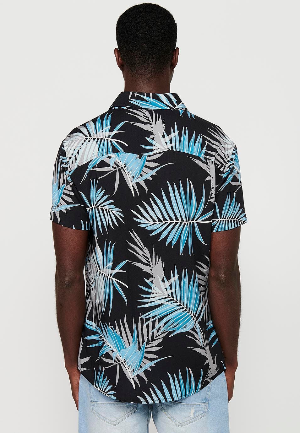 Multicolor Black Printed Short Sleeve Shirts for Men