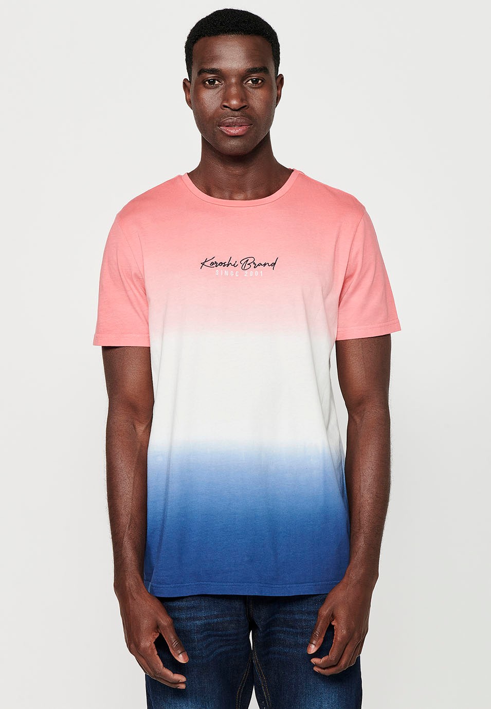 Kurzarm-T-Shirt aus Baumwolle mit Farbverlaufseffekt für Herren