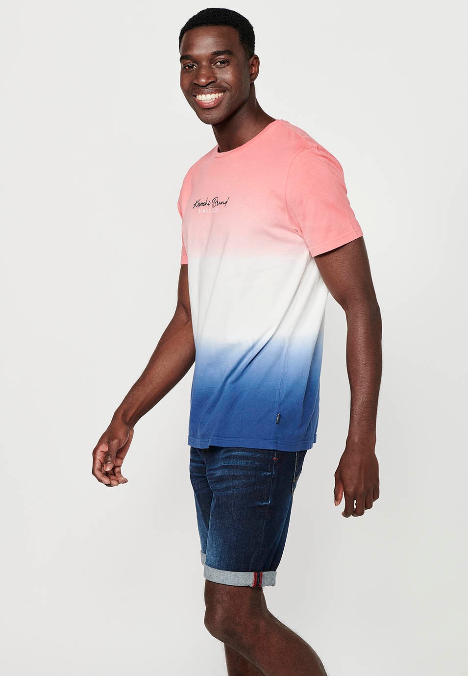 Kurzarm-T-Shirt aus Baumwolle mit Farbverlaufseffekt für Herren