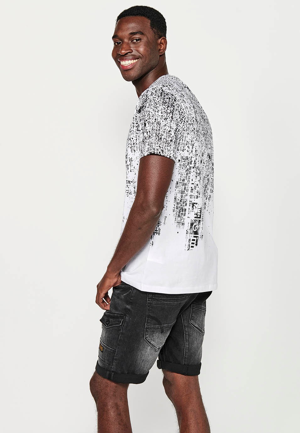 Camiseta de manga corta de algodón, color blanco para hombre 6