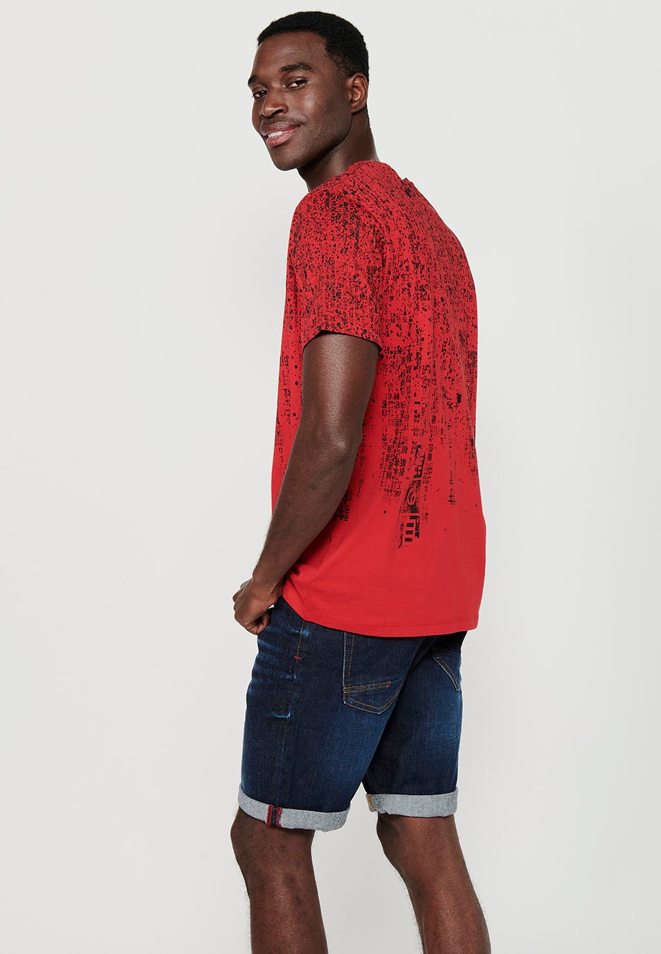 Kurzarm-T-Shirt aus Baumwolle, rote Farbe für Herren
