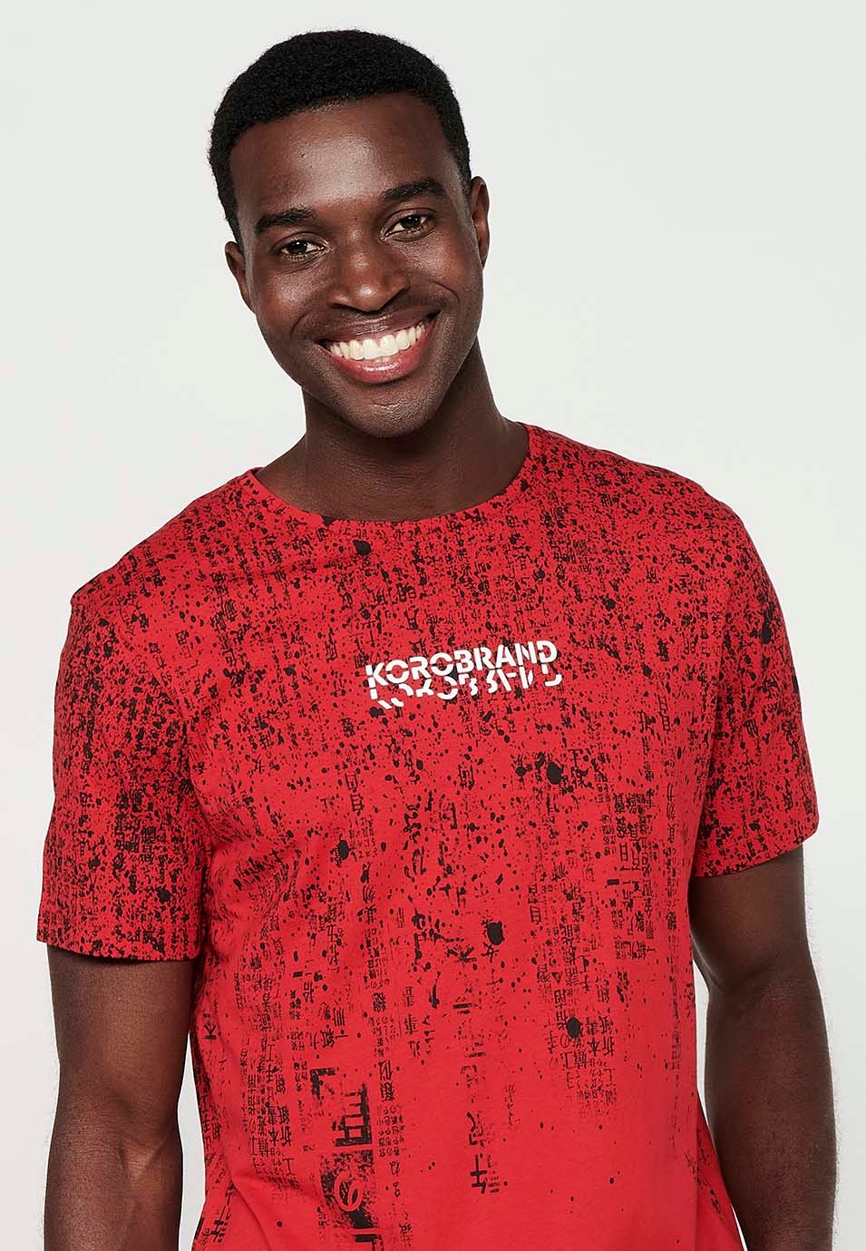 Camiseta de manga corta de algodón, color rojo para hombre